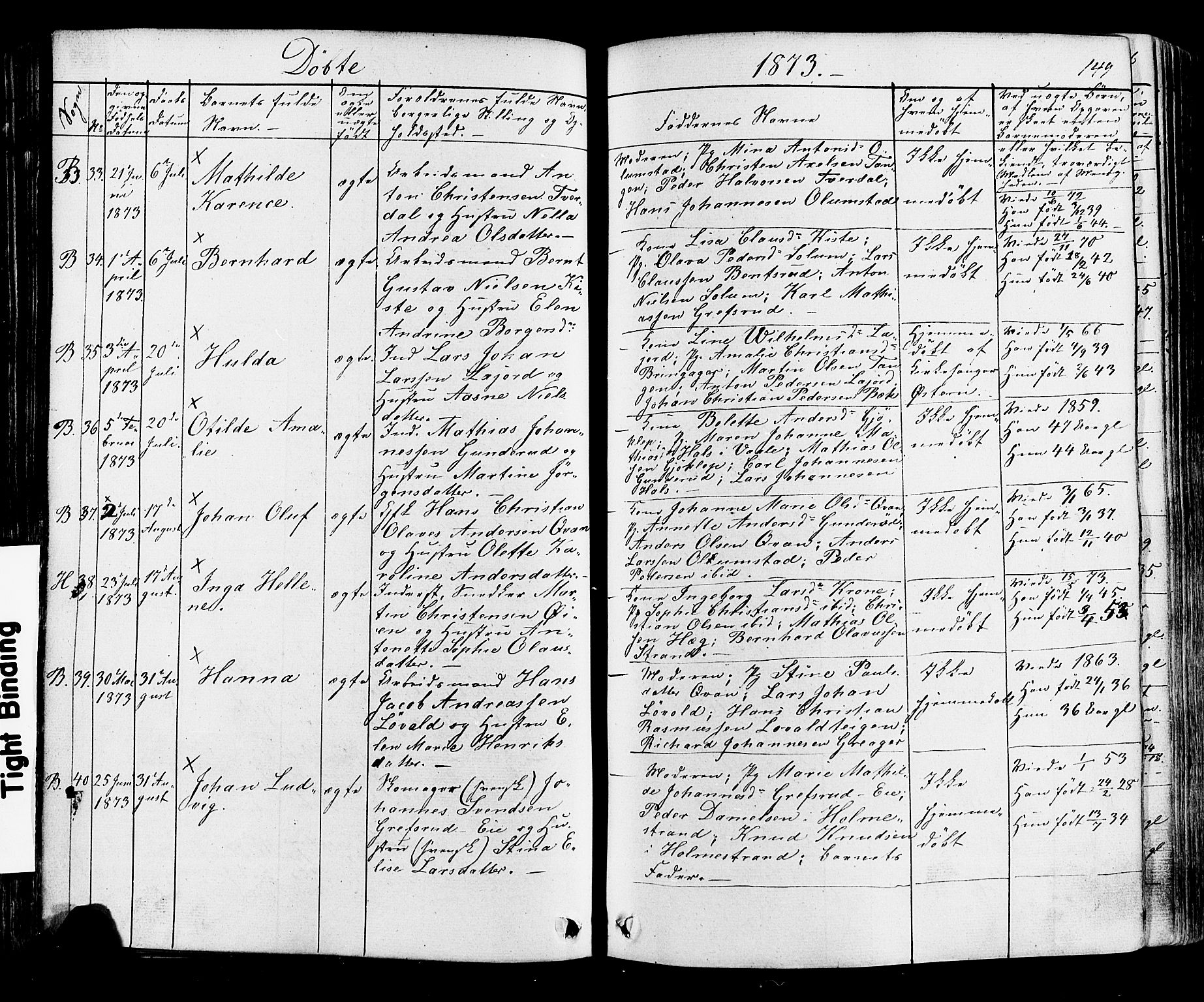 Botne kirkebøker, SAKO/A-340/F/Fa/L0006: Parish register (official) no. I 6, 1836-1877, p. 149