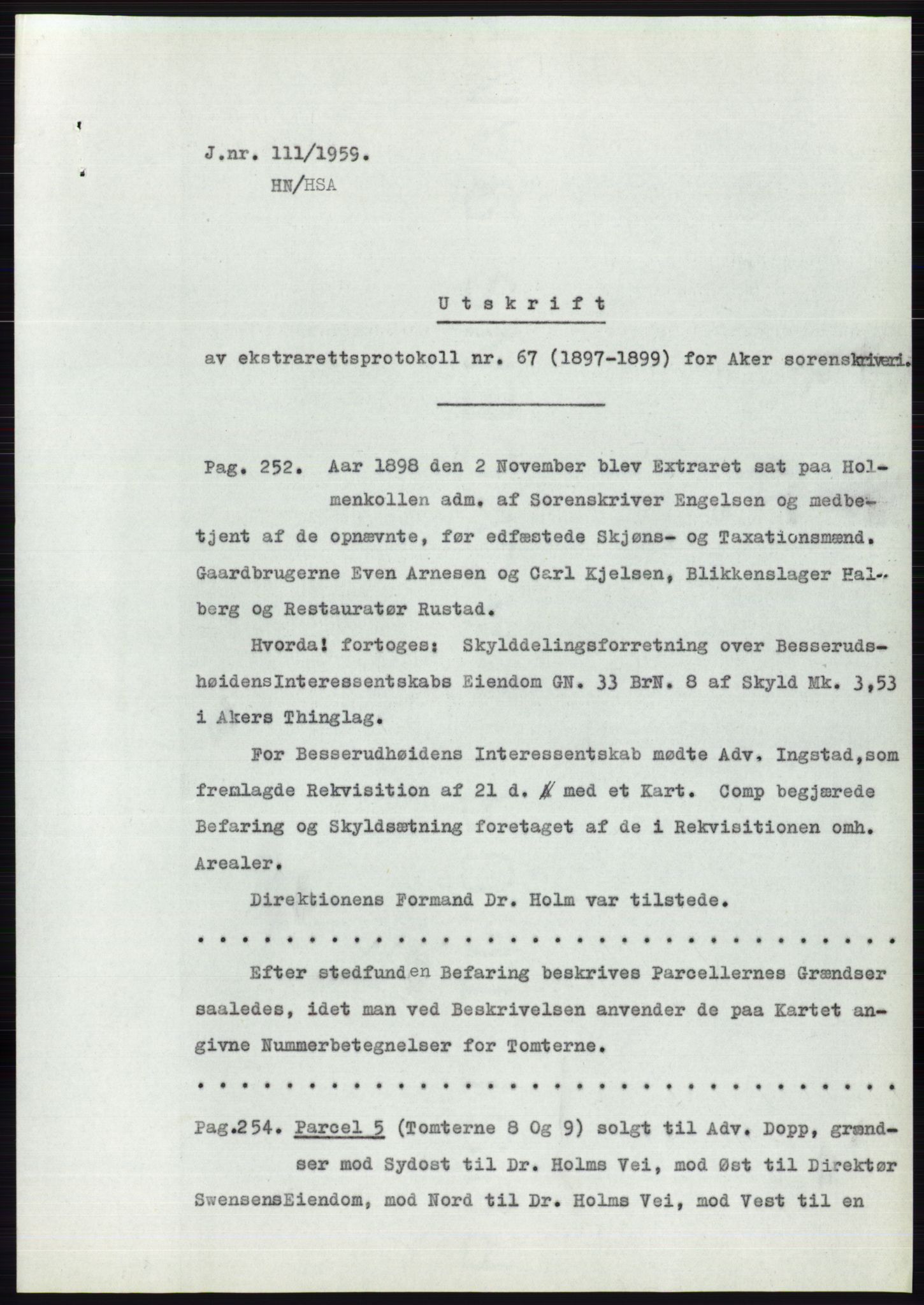 Statsarkivet i Oslo, SAO/A-10621/Z/Zd/L0009: Avskrifter, j.nr 1102-1439/1958 og 2-741/1959, 1958-1959, p. 178