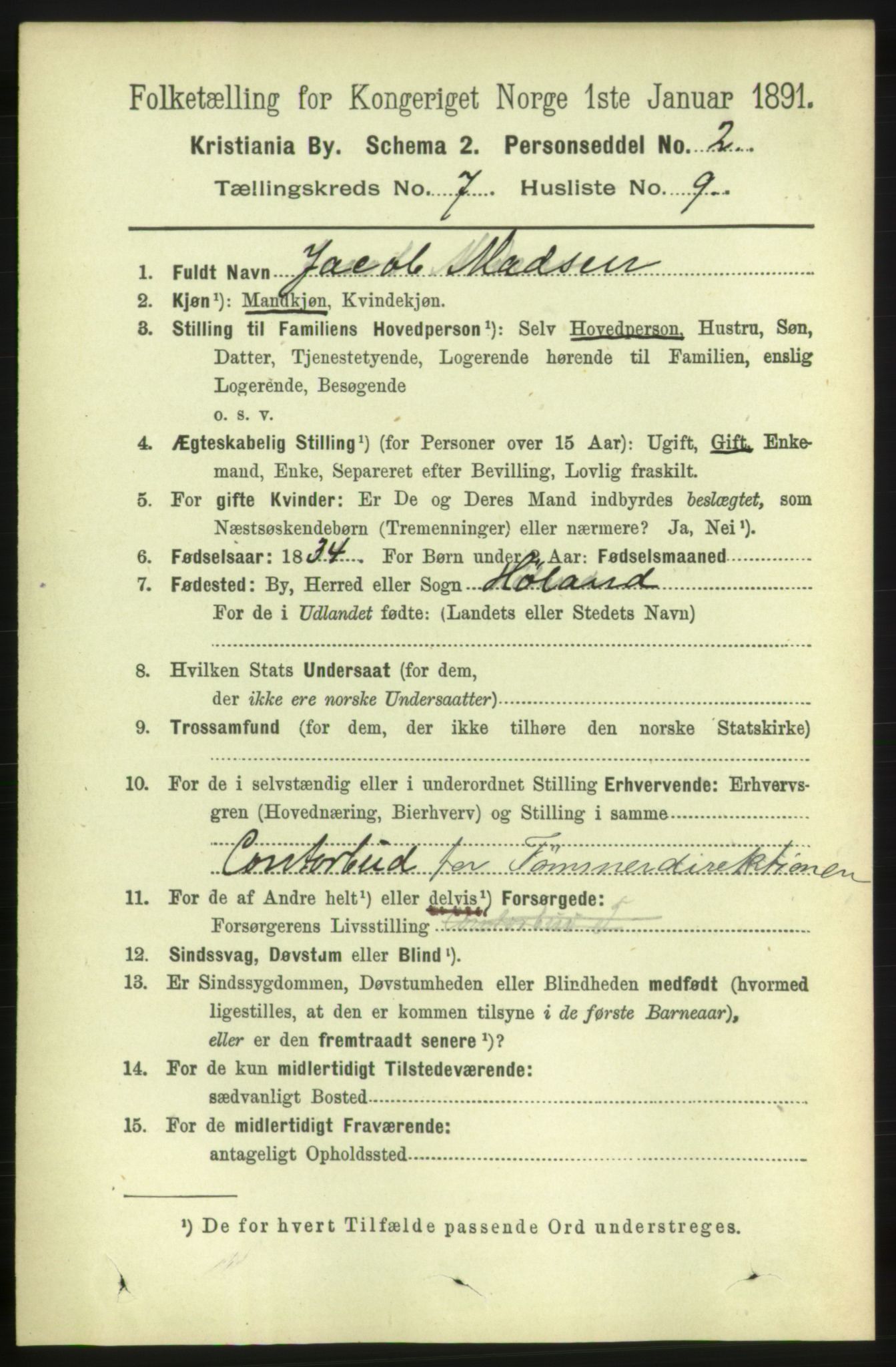 RA, 1891 census for 0301 Kristiania, 1891, p. 2857