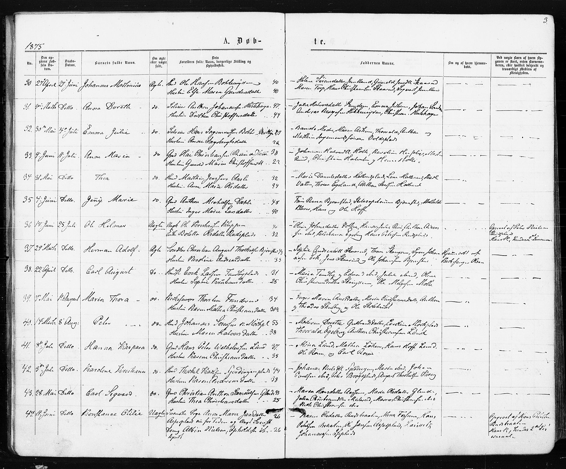 Spydeberg prestekontor Kirkebøker, SAO/A-10924/F/Fa/L0007: Parish register (official) no. I 7, 1875-1885, p. 3