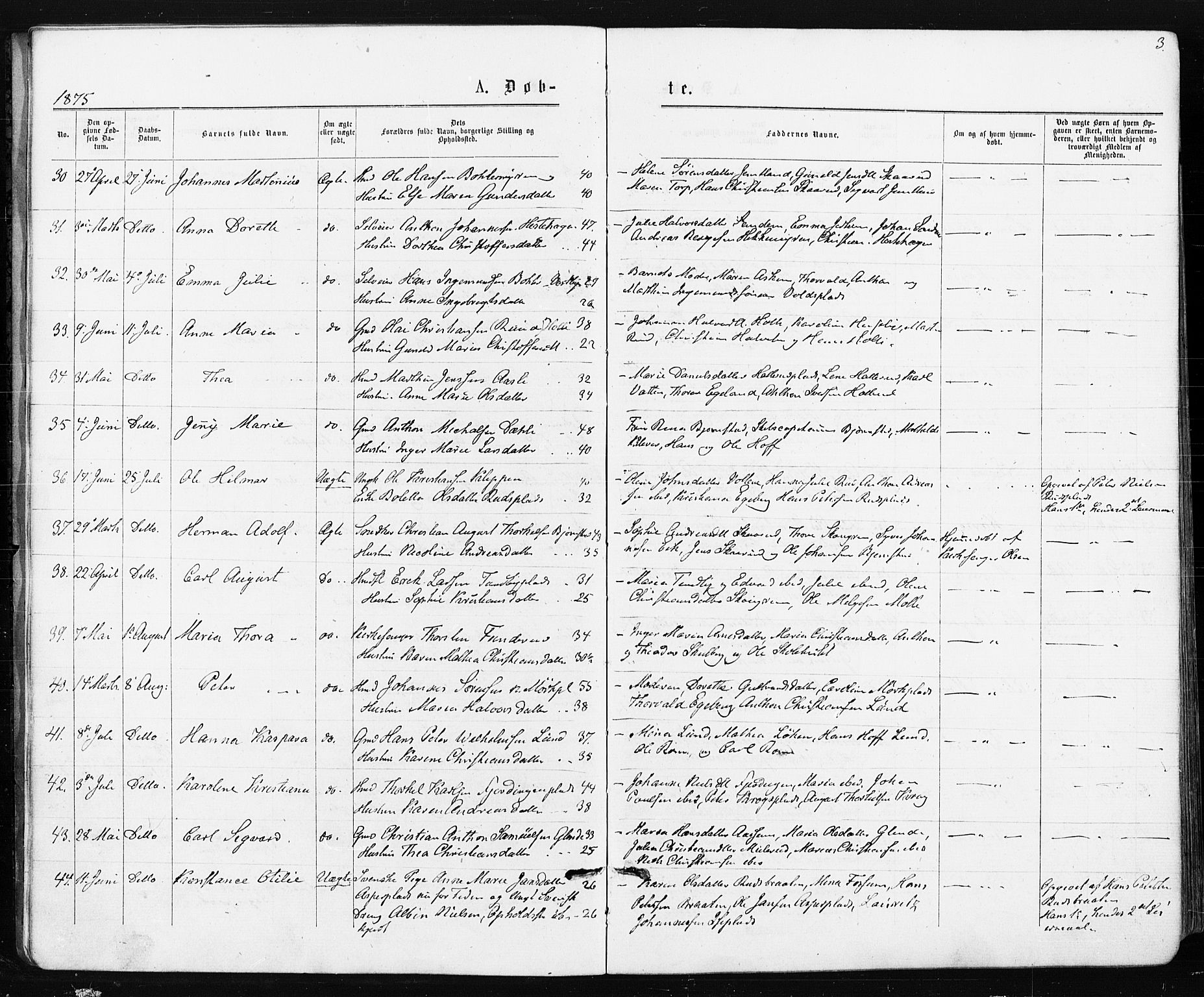 Spydeberg prestekontor Kirkebøker, AV/SAO-A-10924/F/Fa/L0007: Parish register (official) no. I 7, 1875-1885, p. 3