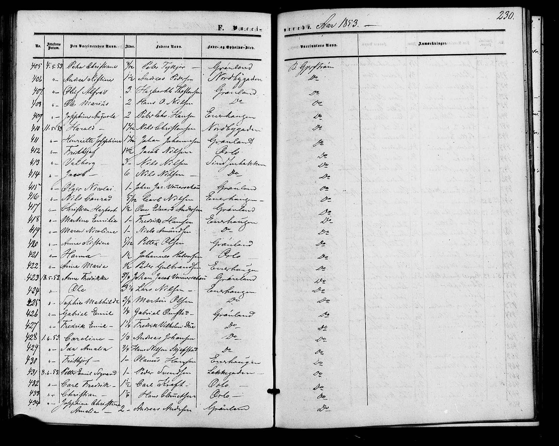 Vestre Aker prestekontor Kirkebøker, AV/SAO-A-10025/F/Fa/L0001: Parish register (official) no. 1, 1853-1858, p. 230