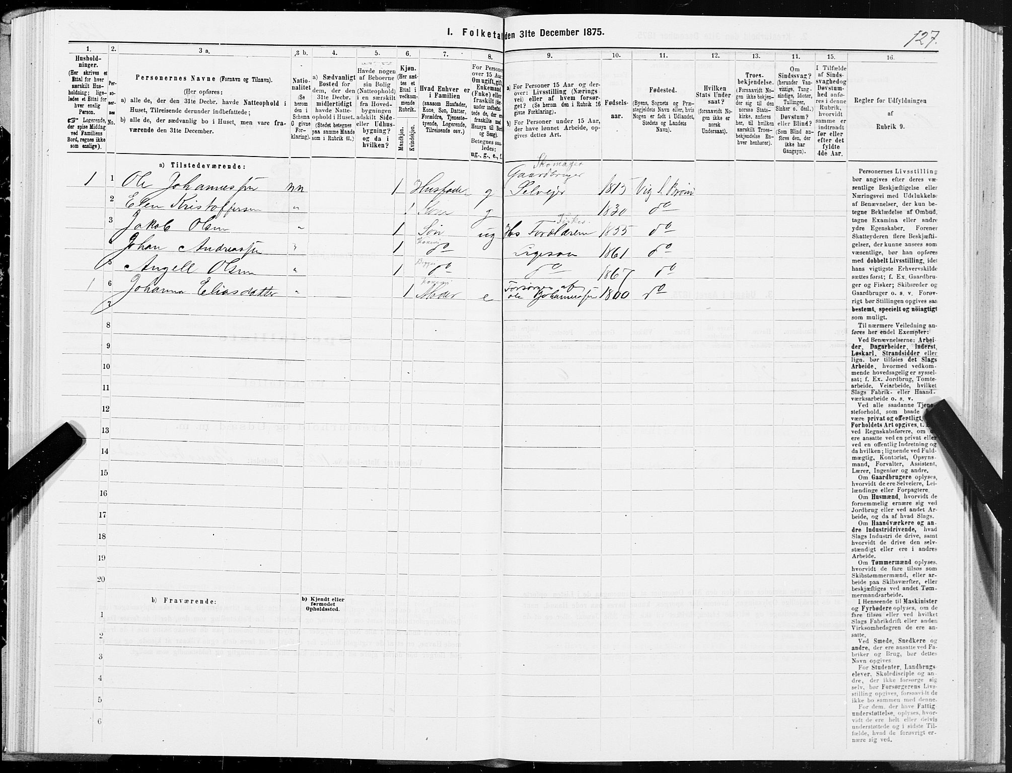 SAT, 1875 census for 1814P Brønnøy, 1875, p. 1127