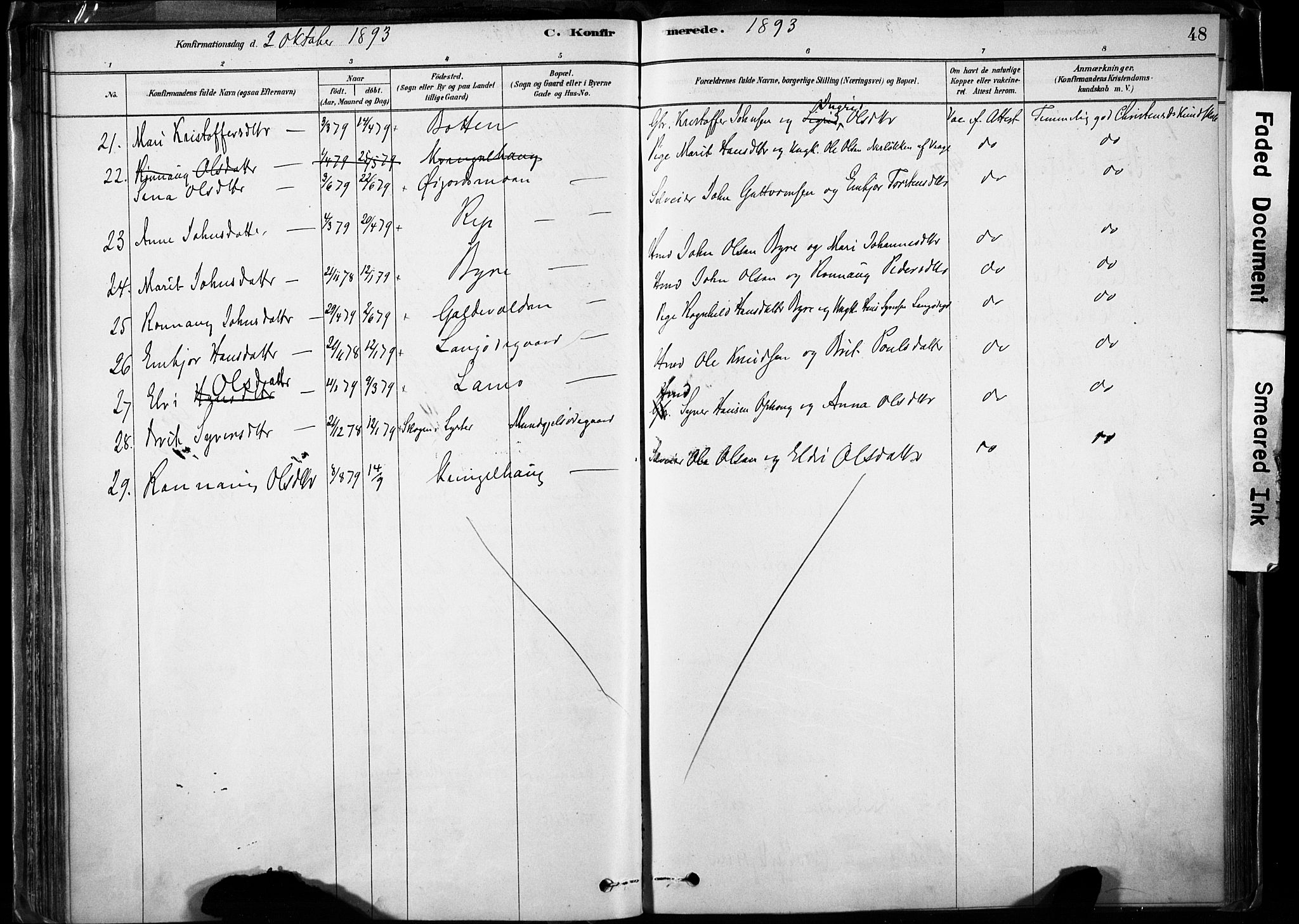 Lom prestekontor, SAH/PREST-070/K/L0009: Parish register (official) no. 9, 1878-1907, p. 48