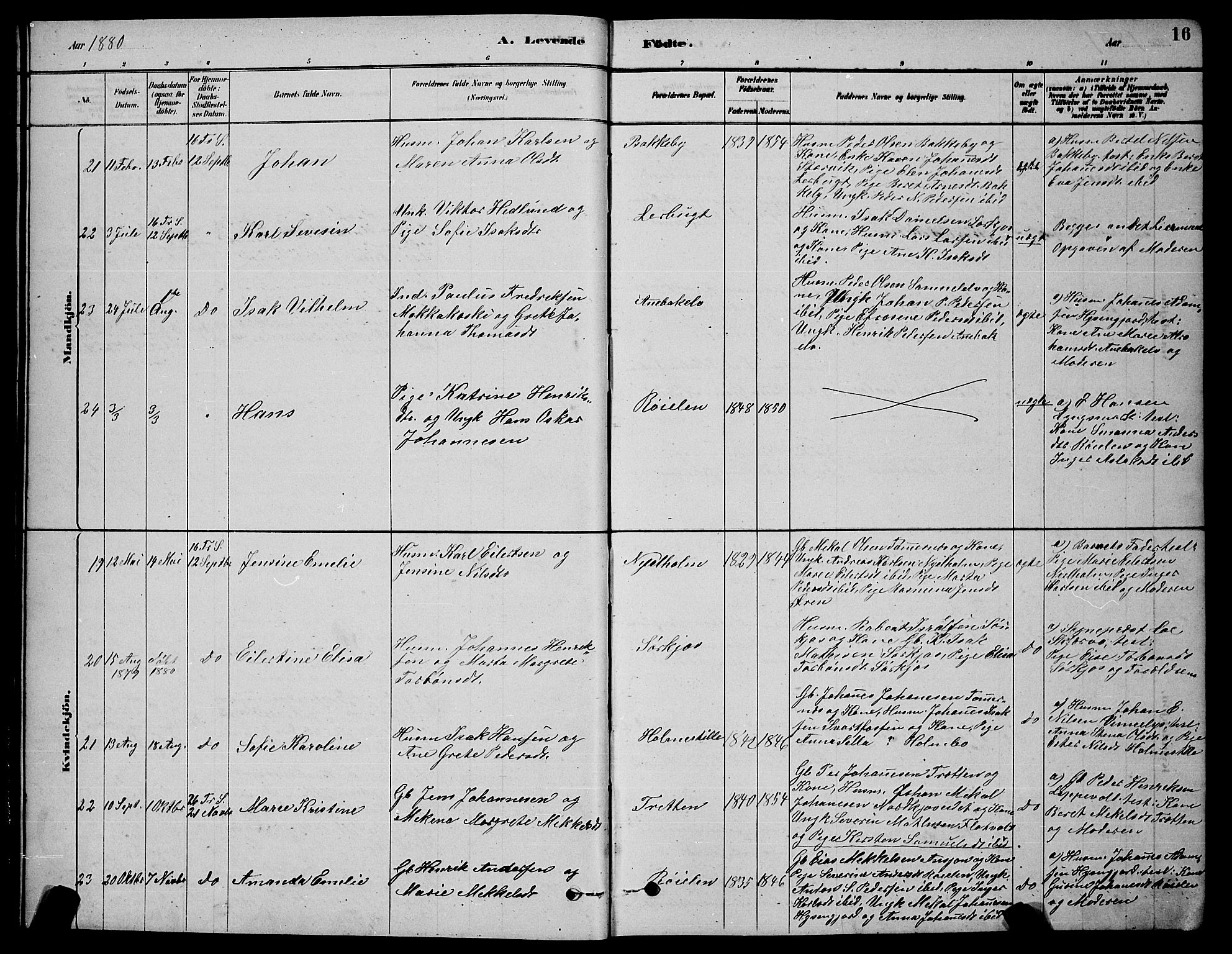 Skjervøy sokneprestkontor, AV/SATØ-S-1300/H/Ha/Hab/L0020klokker: Parish register (copy) no. 20, 1878-1892, p. 16