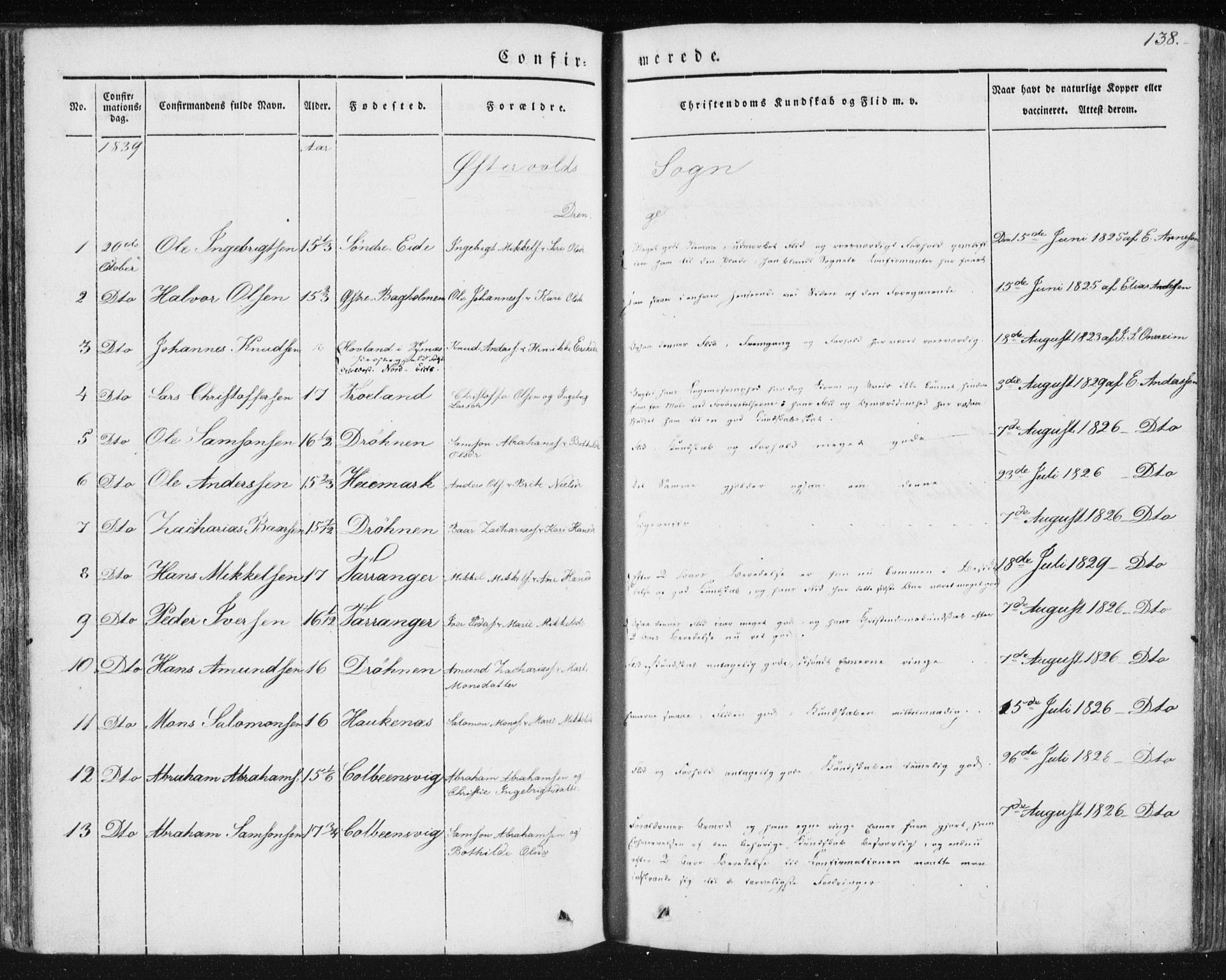 Sund sokneprestembete, AV/SAB-A-99930: Parish register (official) no. A 13, 1835-1849, p. 138