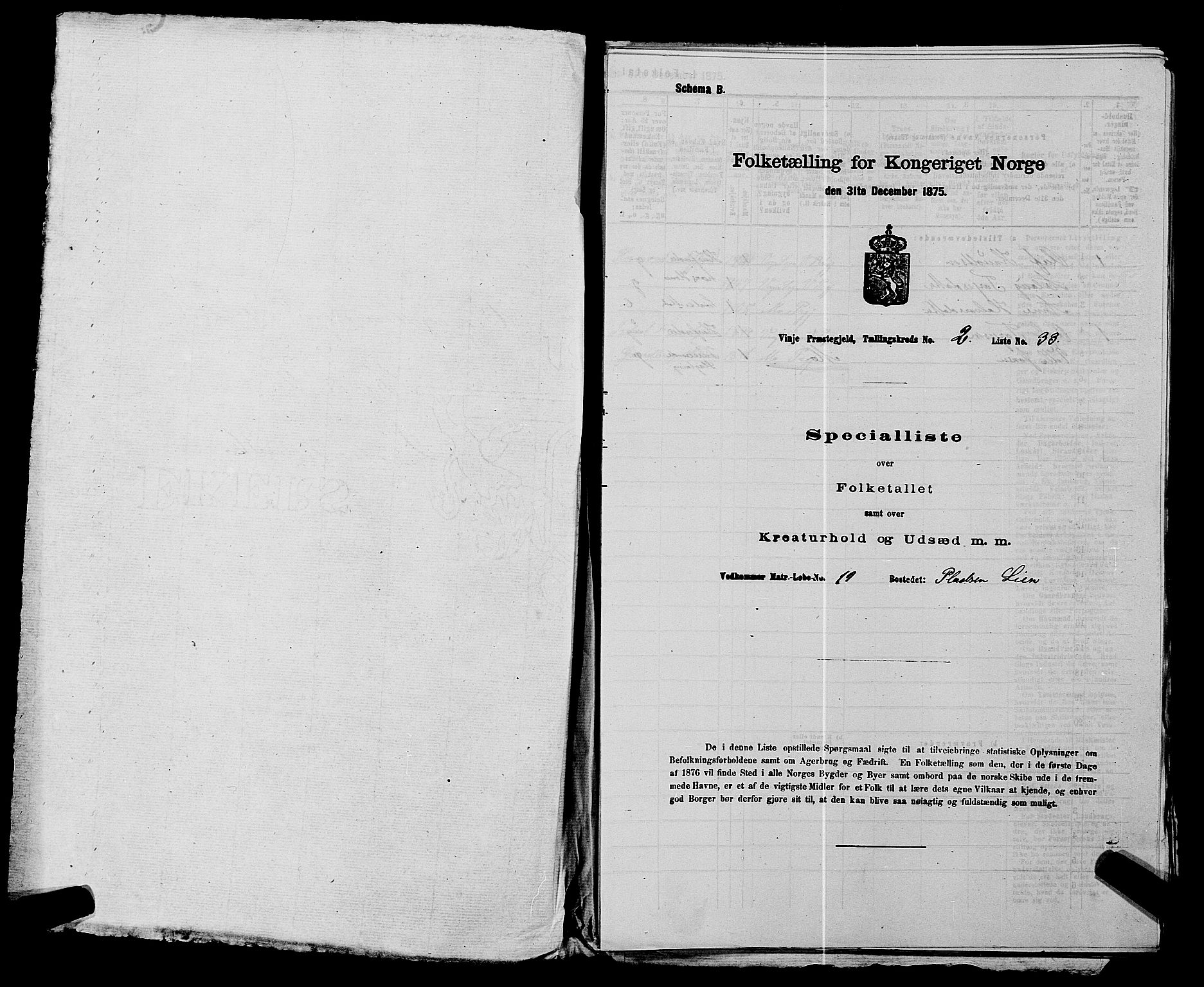 SAKO, 1875 census for 0834P Vinje, 1875, p. 147