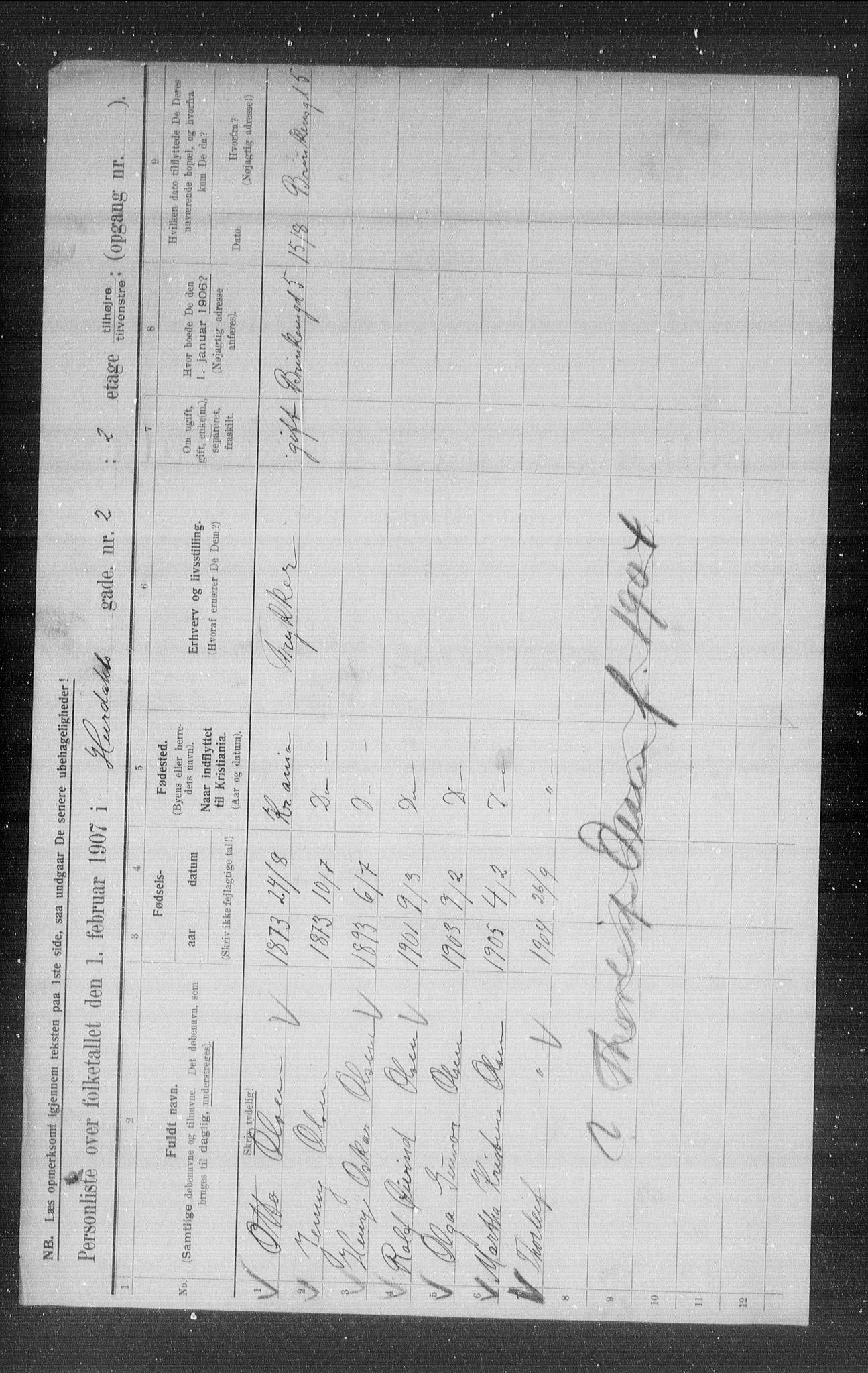 OBA, Municipal Census 1907 for Kristiania, 1907, p. 21677