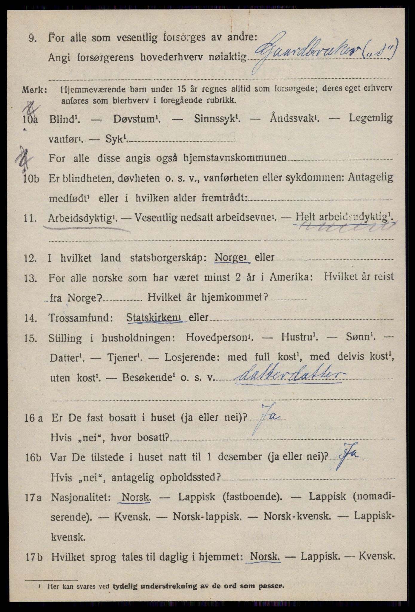 SAT, 1920 census for Soknedal, 1920, p. 4593