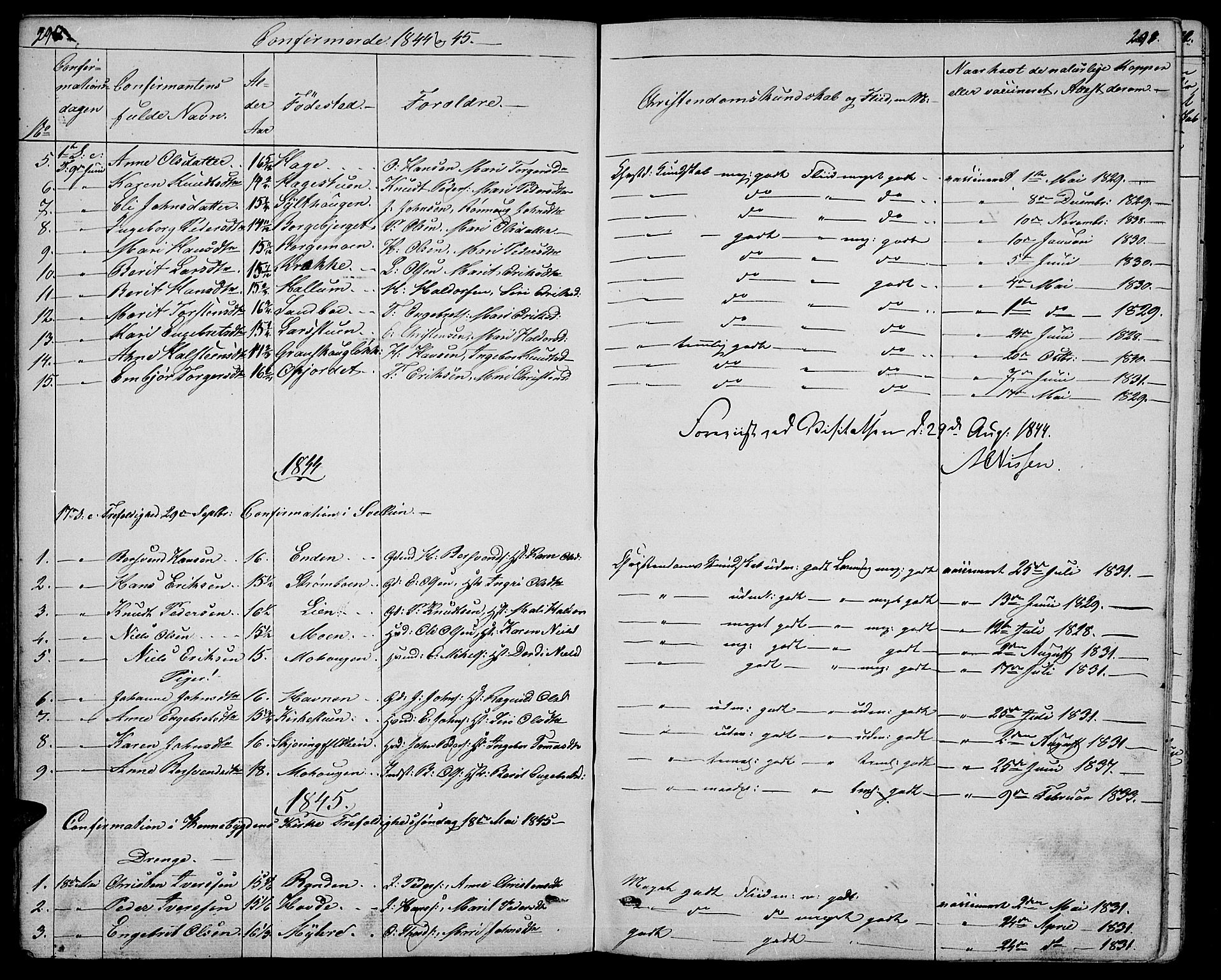 Ringebu prestekontor, SAH/PREST-082/H/Ha/Hab/L0002: Parish register (copy) no. 2, 1839-1853, p. 290-291