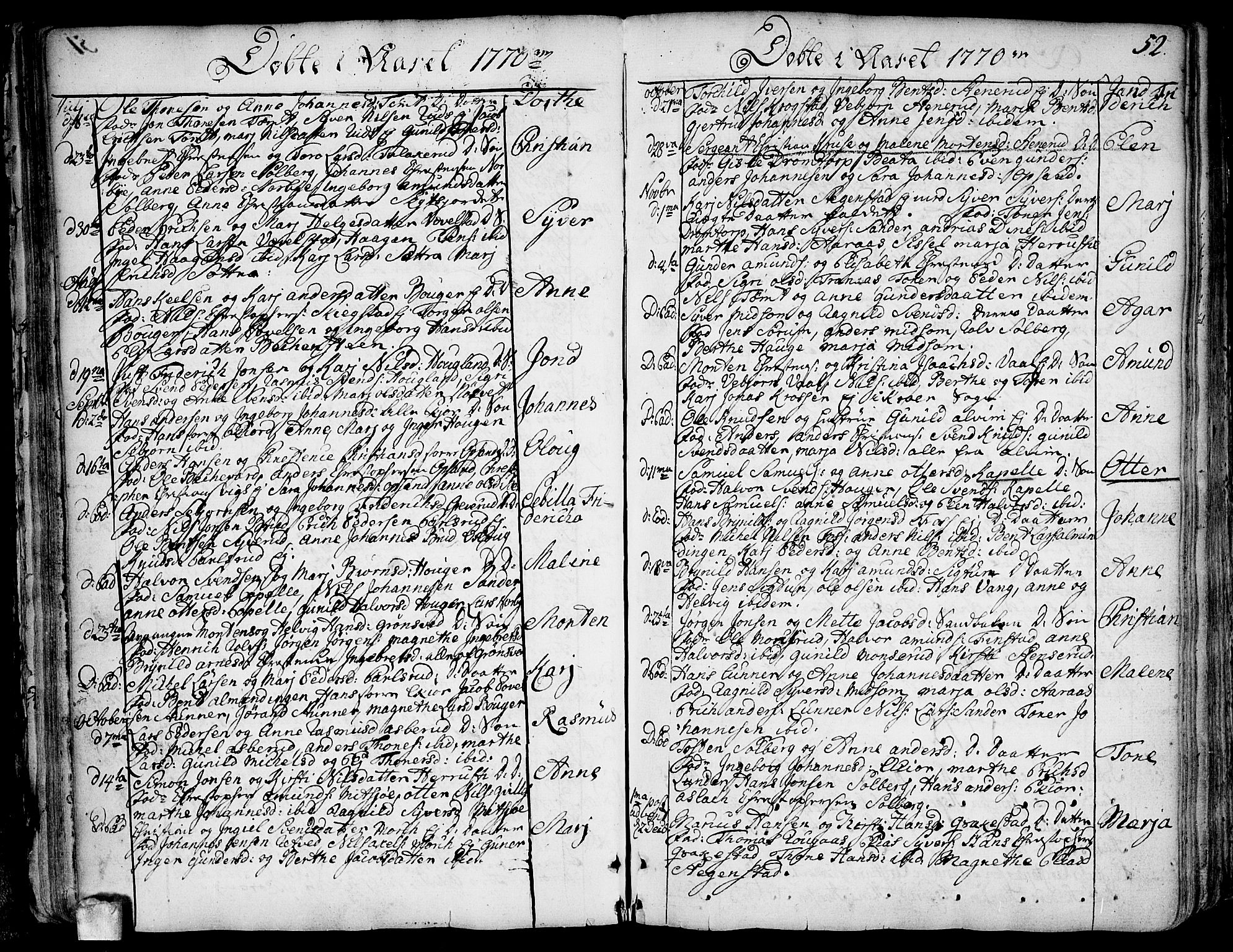 Kråkstad prestekontor Kirkebøker, AV/SAO-A-10125a/F/Fa/L0001: Parish register (official) no. I 1, 1736-1785, p. 52