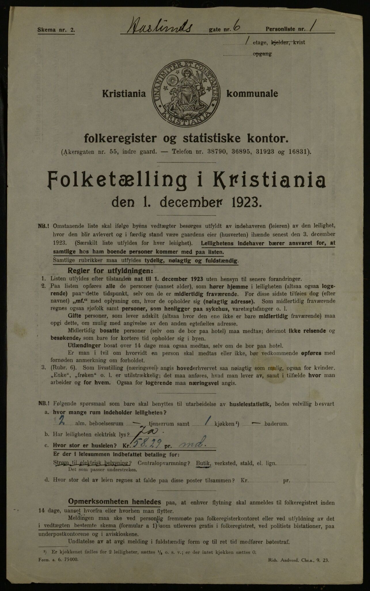 OBA, Municipal Census 1923 for Kristiania, 1923, p. 30110