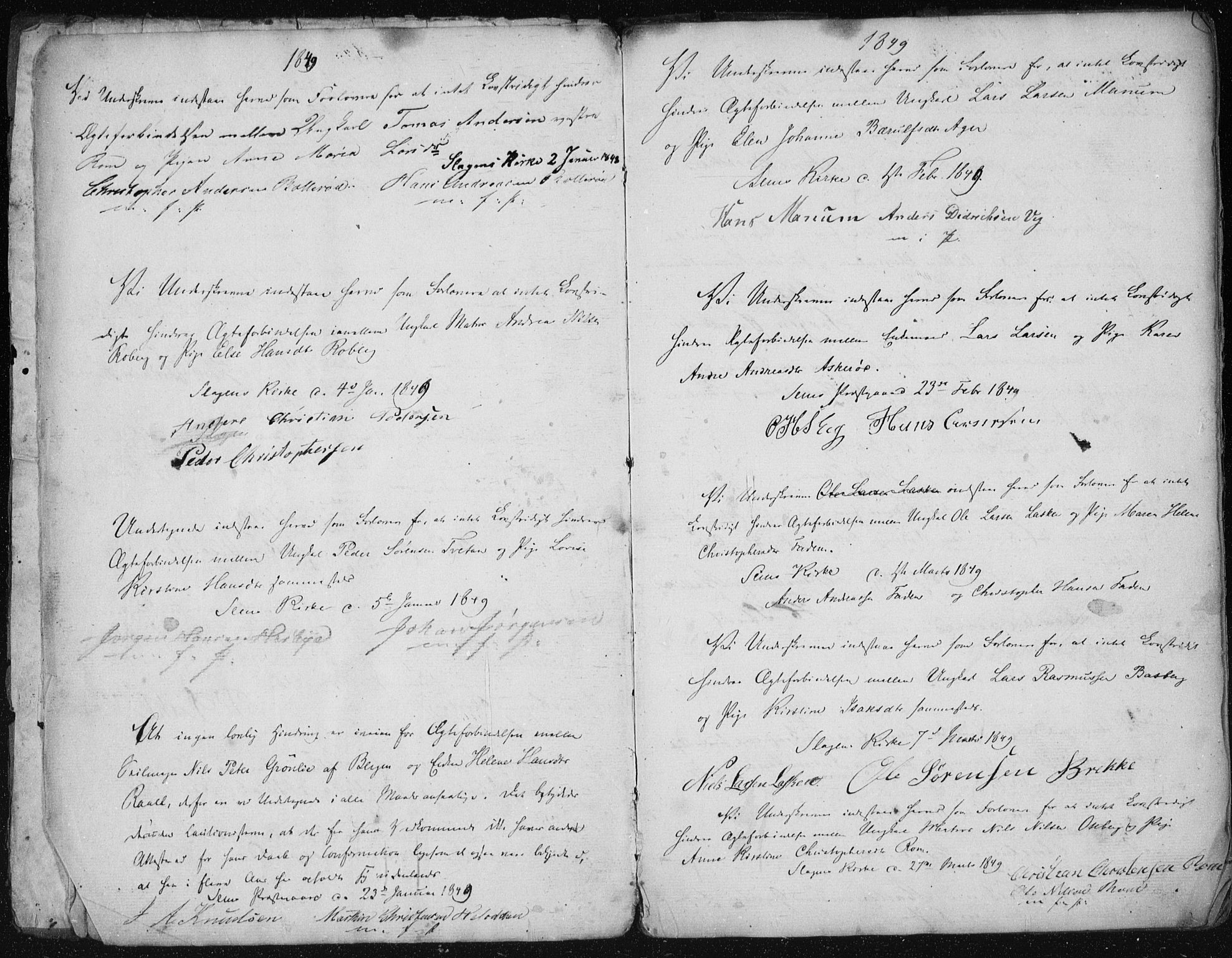 Sem kirkebøker, AV/SAKO-A-5/Y/Ya/L0001: Best man's statements no. 1, 1848-1864