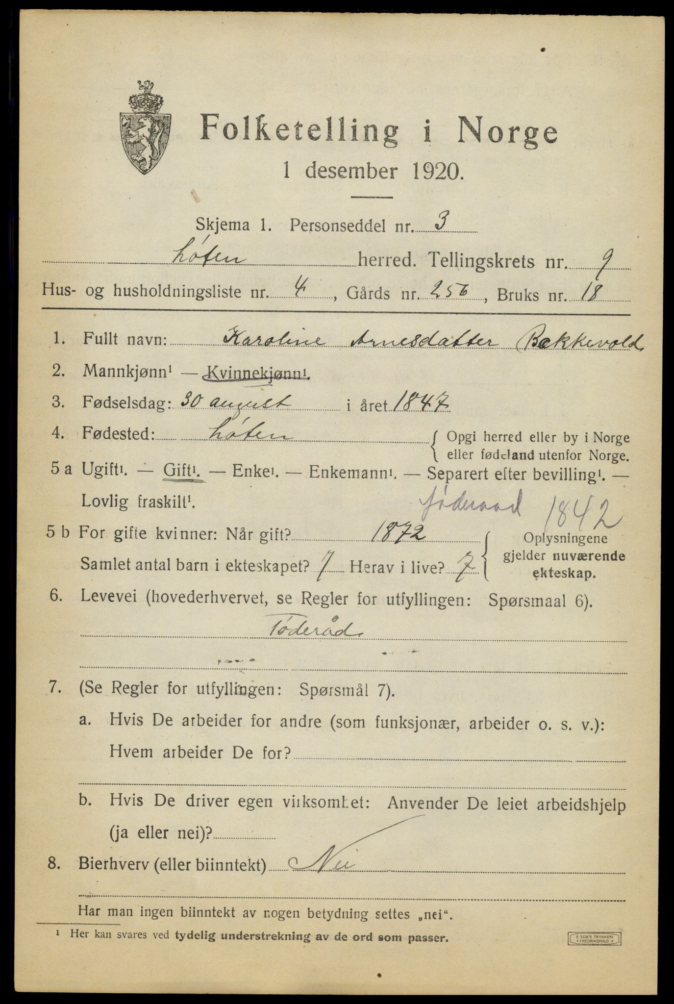 SAH, 1920 census for Løten, 1920, p. 14747