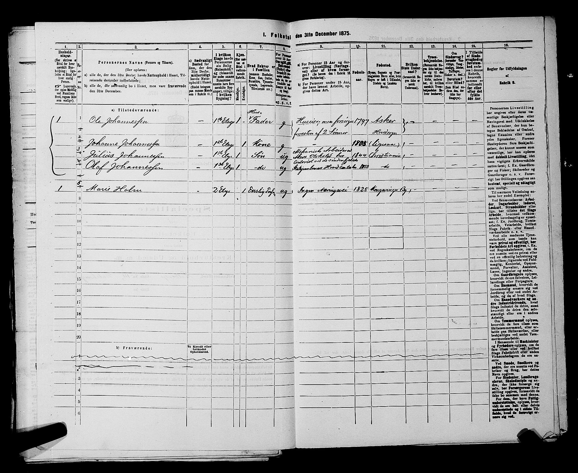 RA, 1875 census for 0301 Kristiania, 1875, p. 6012