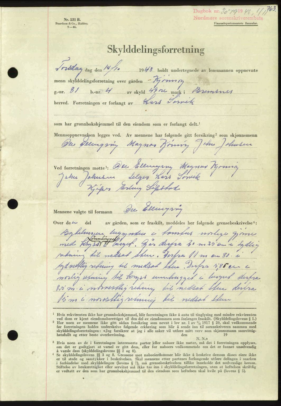 Nordmøre sorenskriveri, AV/SAT-A-4132/1/2/2Ca: Mortgage book no. A109, 1948-1948, Diary no: : 3079/1948