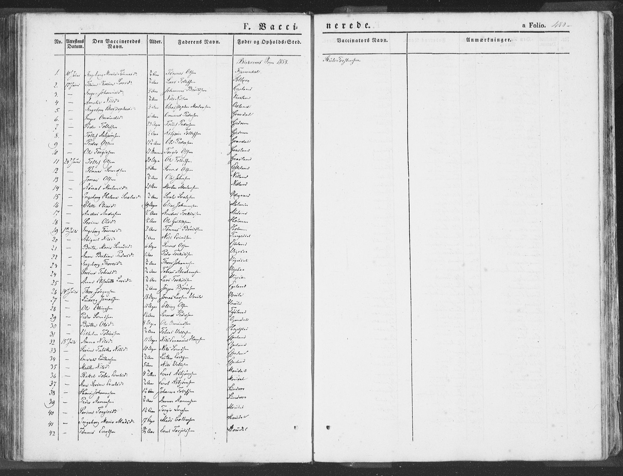 Helleland sokneprestkontor, SAST/A-101810: Parish register (official) no. A 6.2, 1834-1863, p. 480
