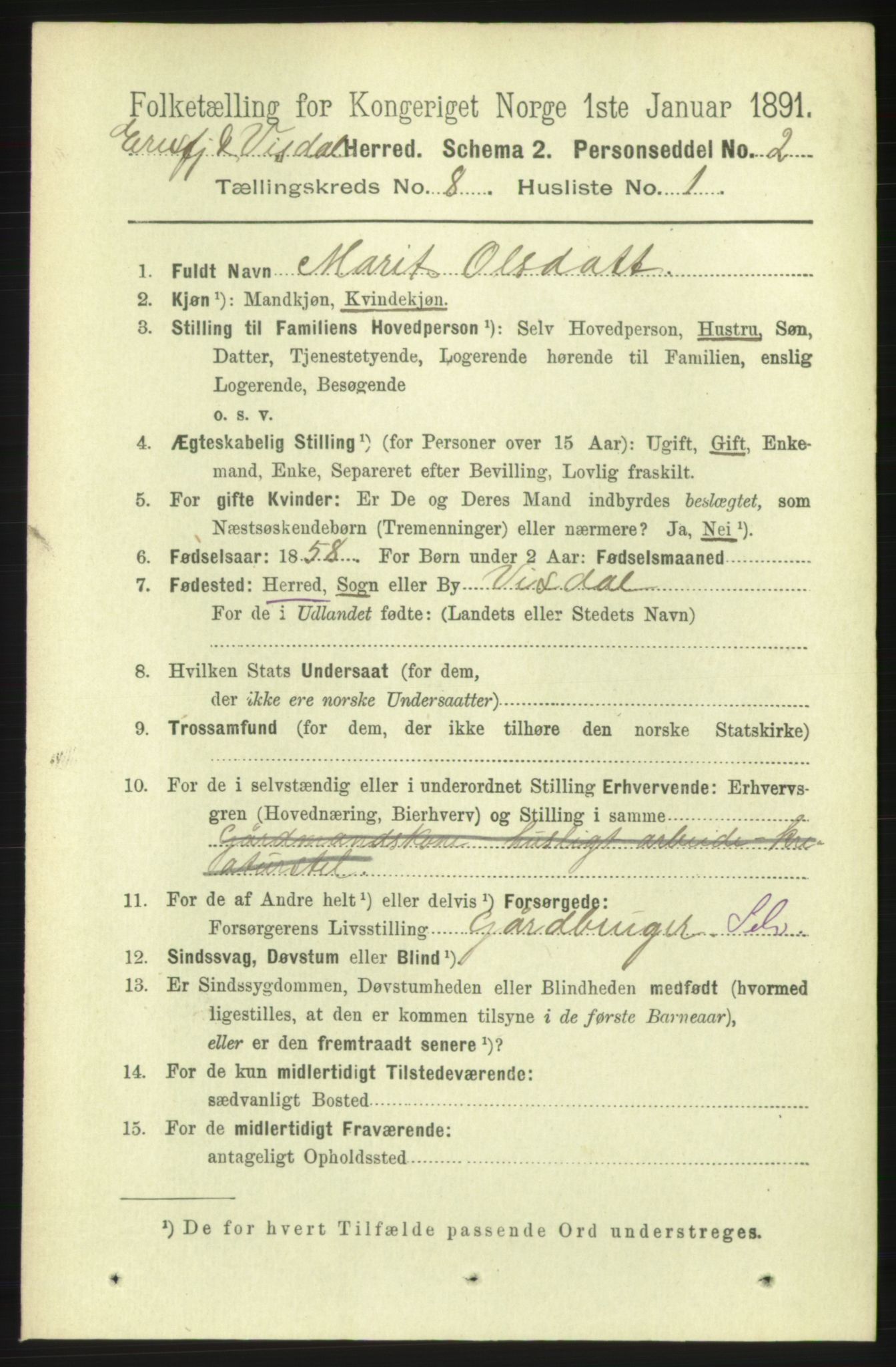 RA, 1891 census for 1542 Eresfjord og Vistdal, 1891, p. 2329