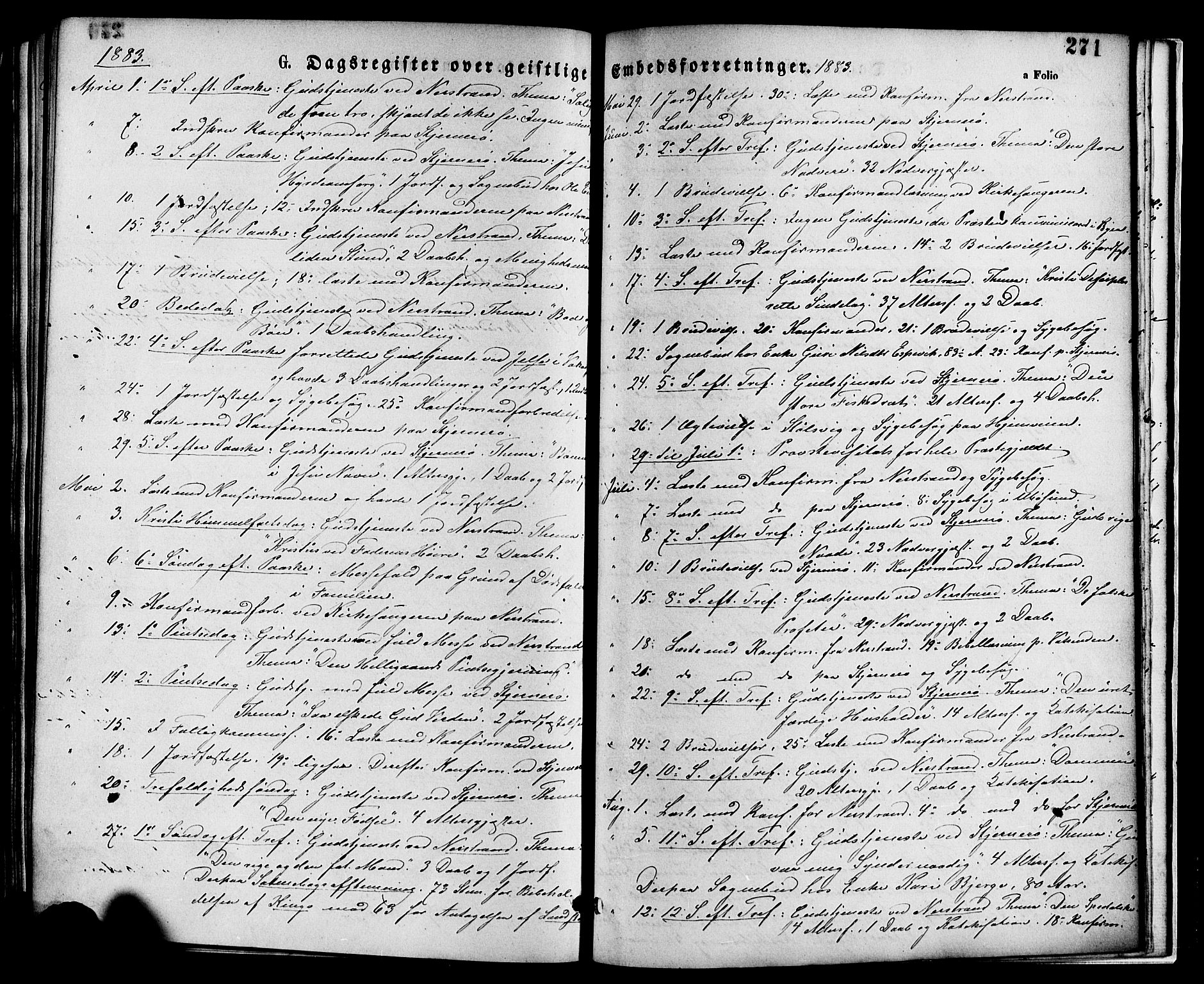 Nedstrand sokneprestkontor, SAST/A-101841/01/IV: Parish register (official) no. A 11, 1877-1887, p. 271