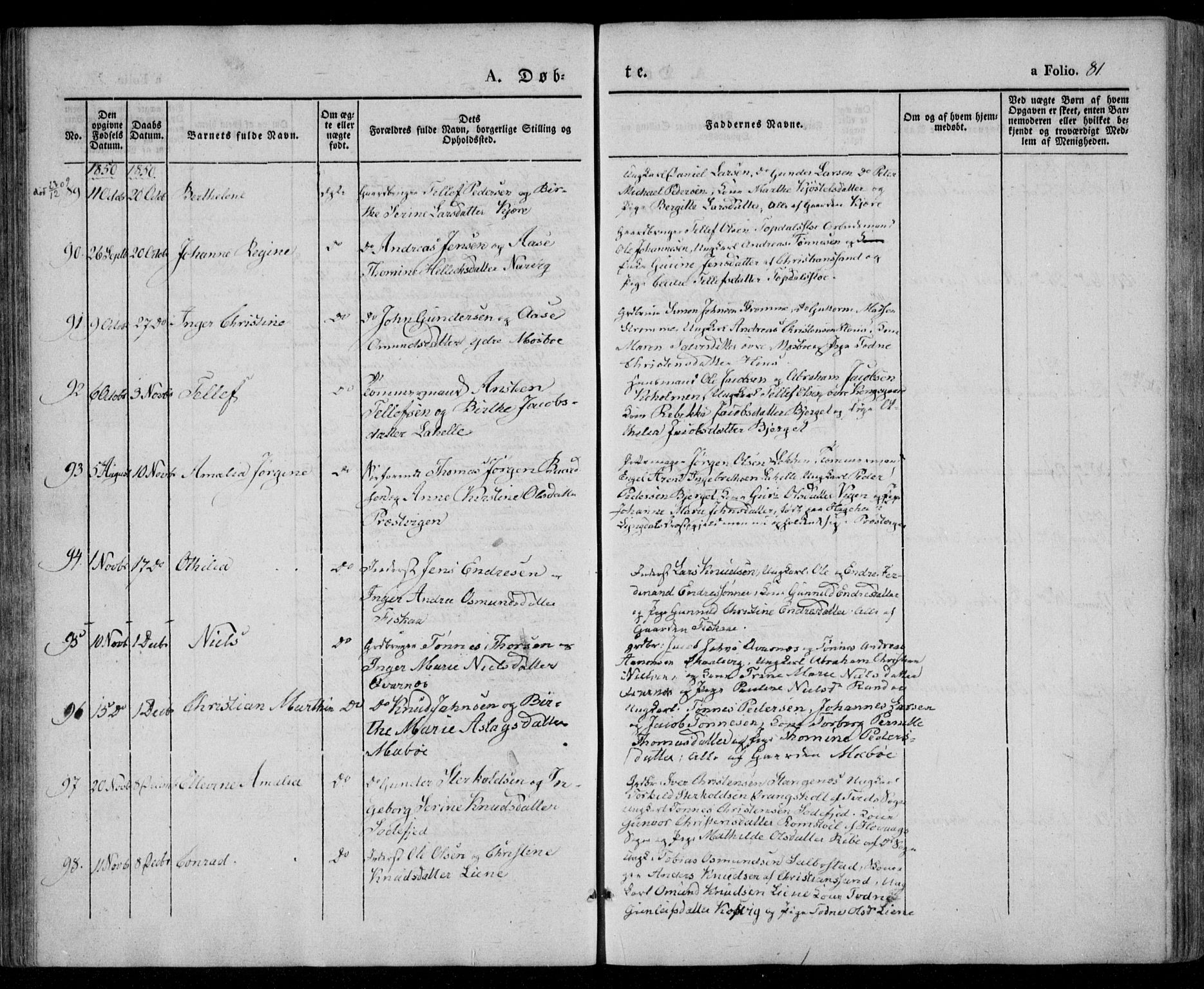 Oddernes sokneprestkontor, AV/SAK-1111-0033/F/Fa/Faa/L0006: Parish register (official) no. A 6, 1838-1851, p. 81