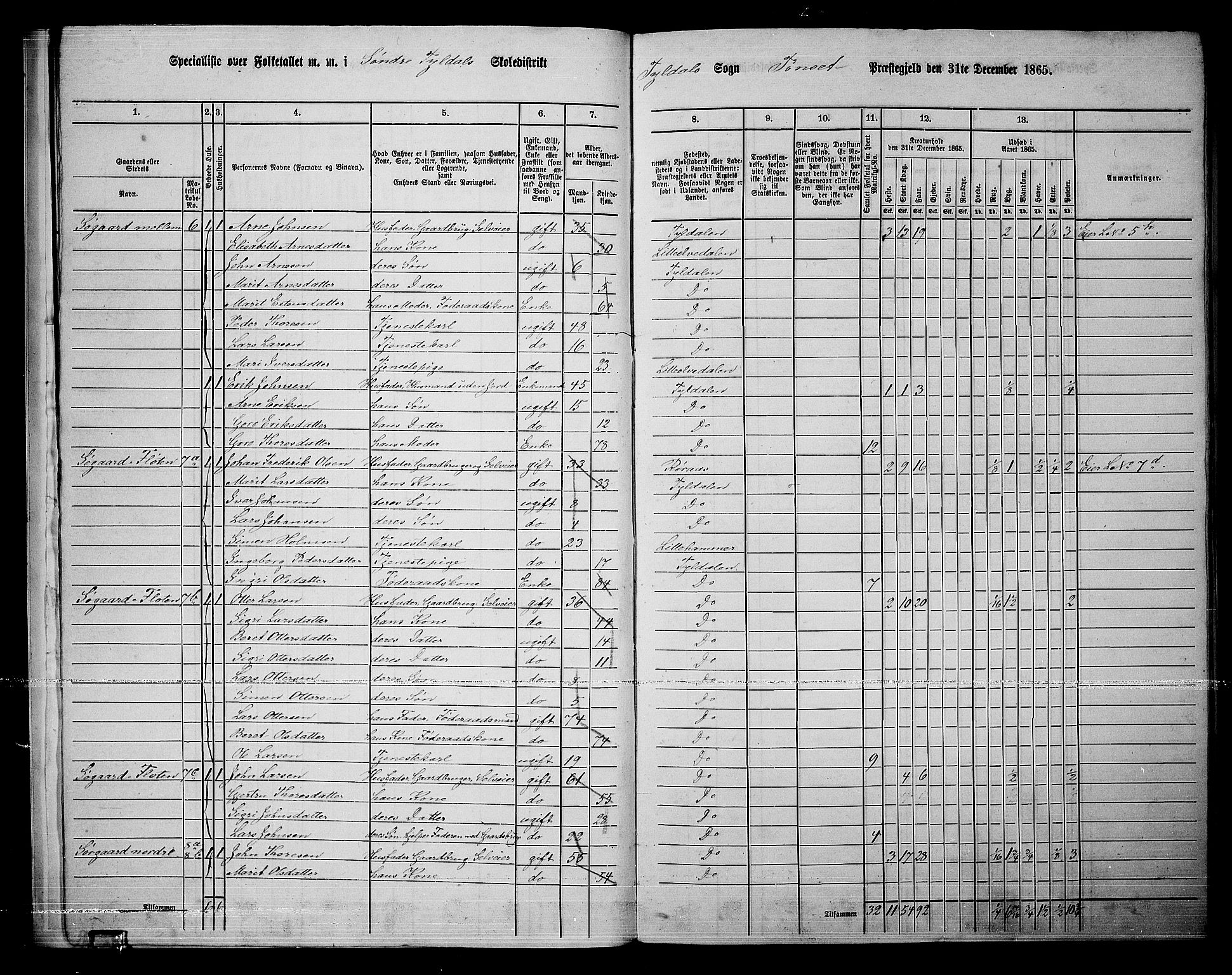 RA, 1865 census for Tynset, 1865, p. 16