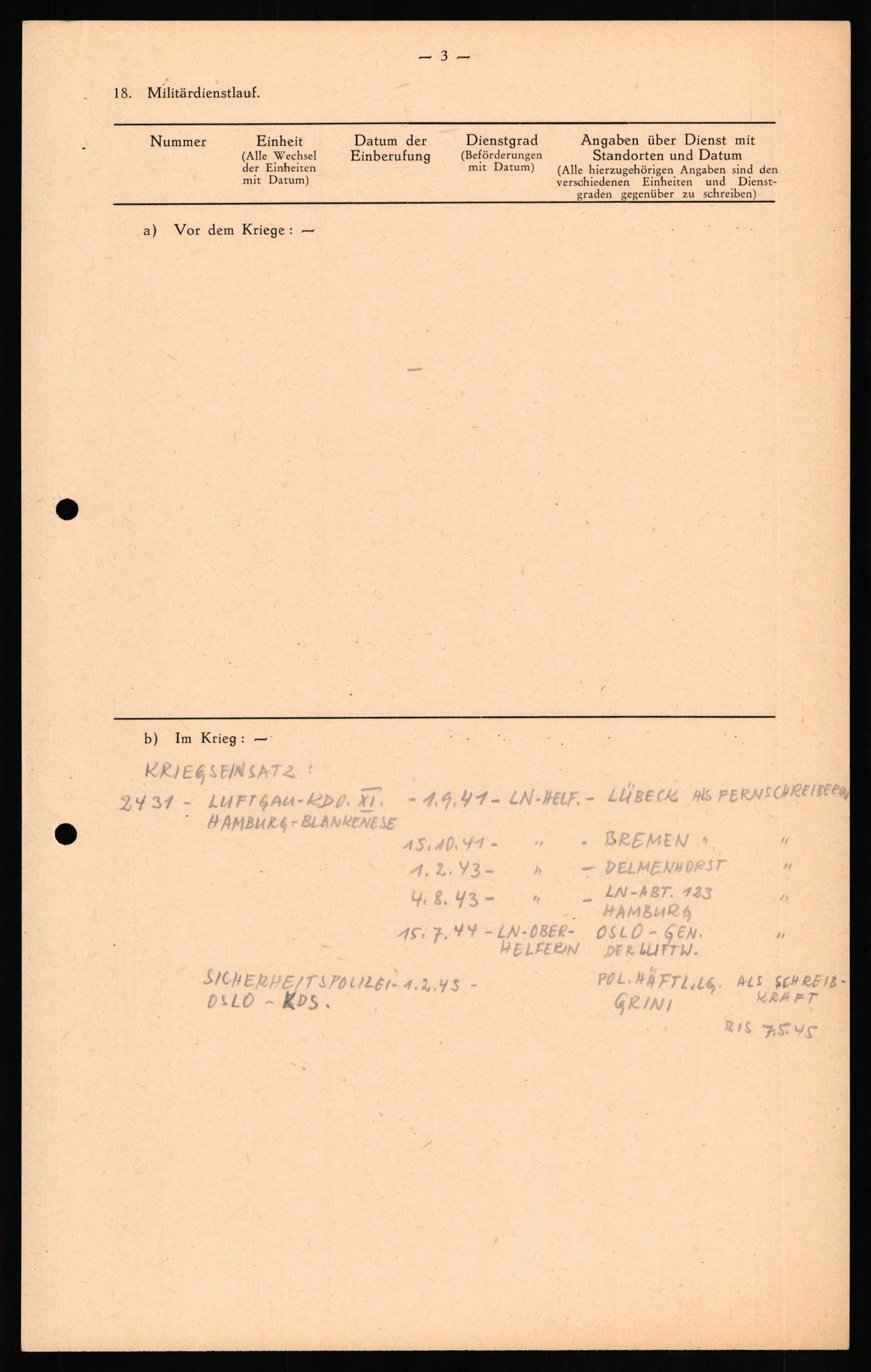 Forsvaret, Forsvarets overkommando II, AV/RA-RAFA-3915/D/Db/L0017: CI Questionaires. Tyske okkupasjonsstyrker i Norge. Tyskere., 1945-1946, p. 500