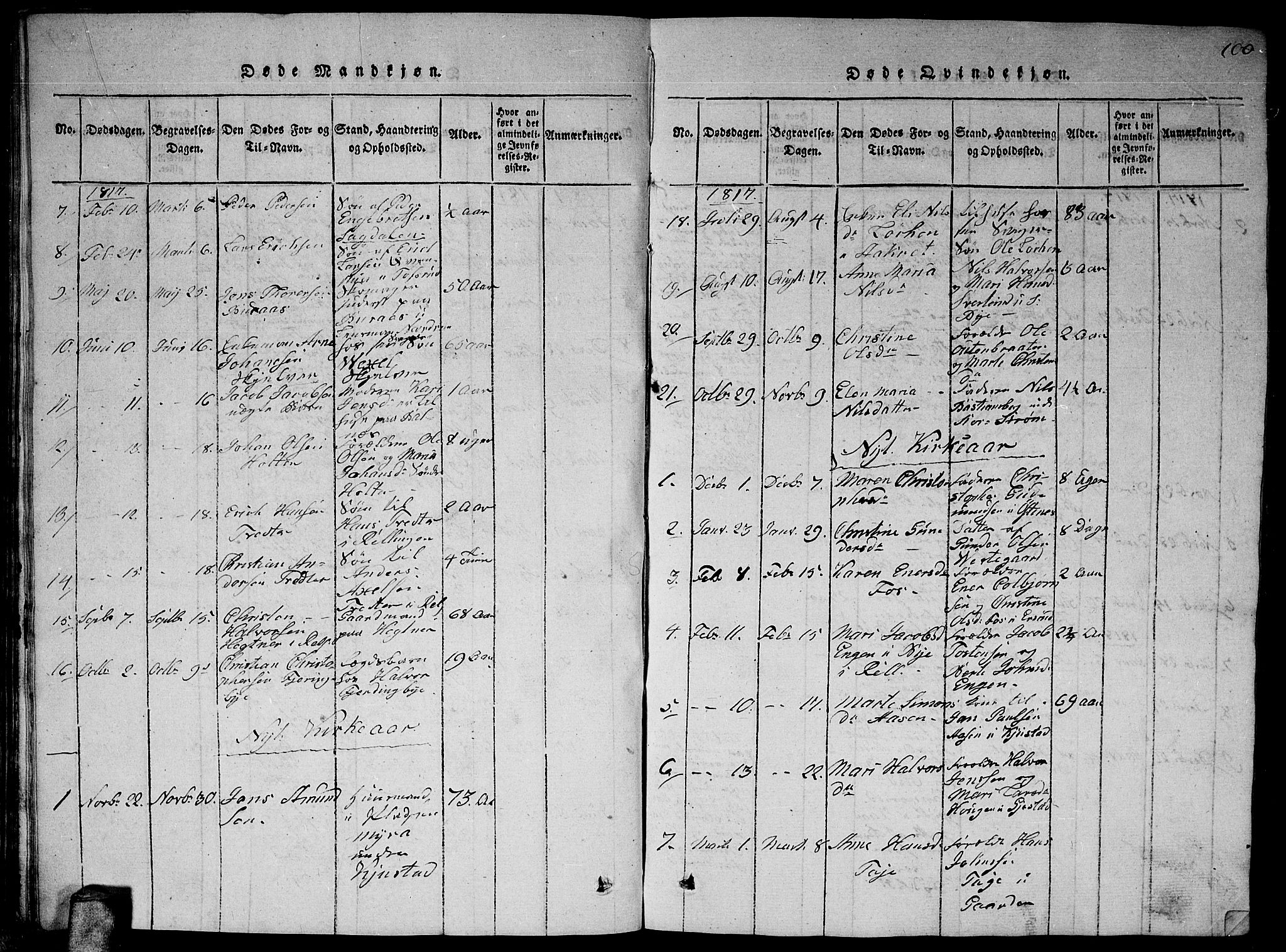 Fet prestekontor Kirkebøker, AV/SAO-A-10370a/G/Ga/L0001: Parish register (copy) no. I 1, 1815-1842, p. 100