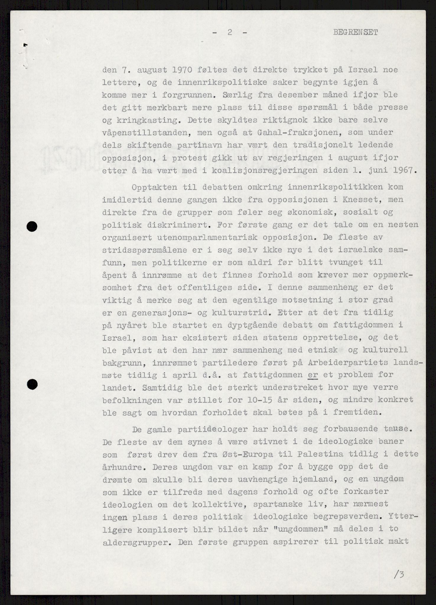 Utenriksdepartementet, hovedarkiv, AV/RA-S-6794/D/Db/Dba/L0776/0003: Verdenspolitikk. Fremmede staters politikk (G.L.) / Israel: Politikk (2 mapper), 1970-1972, p. 42
