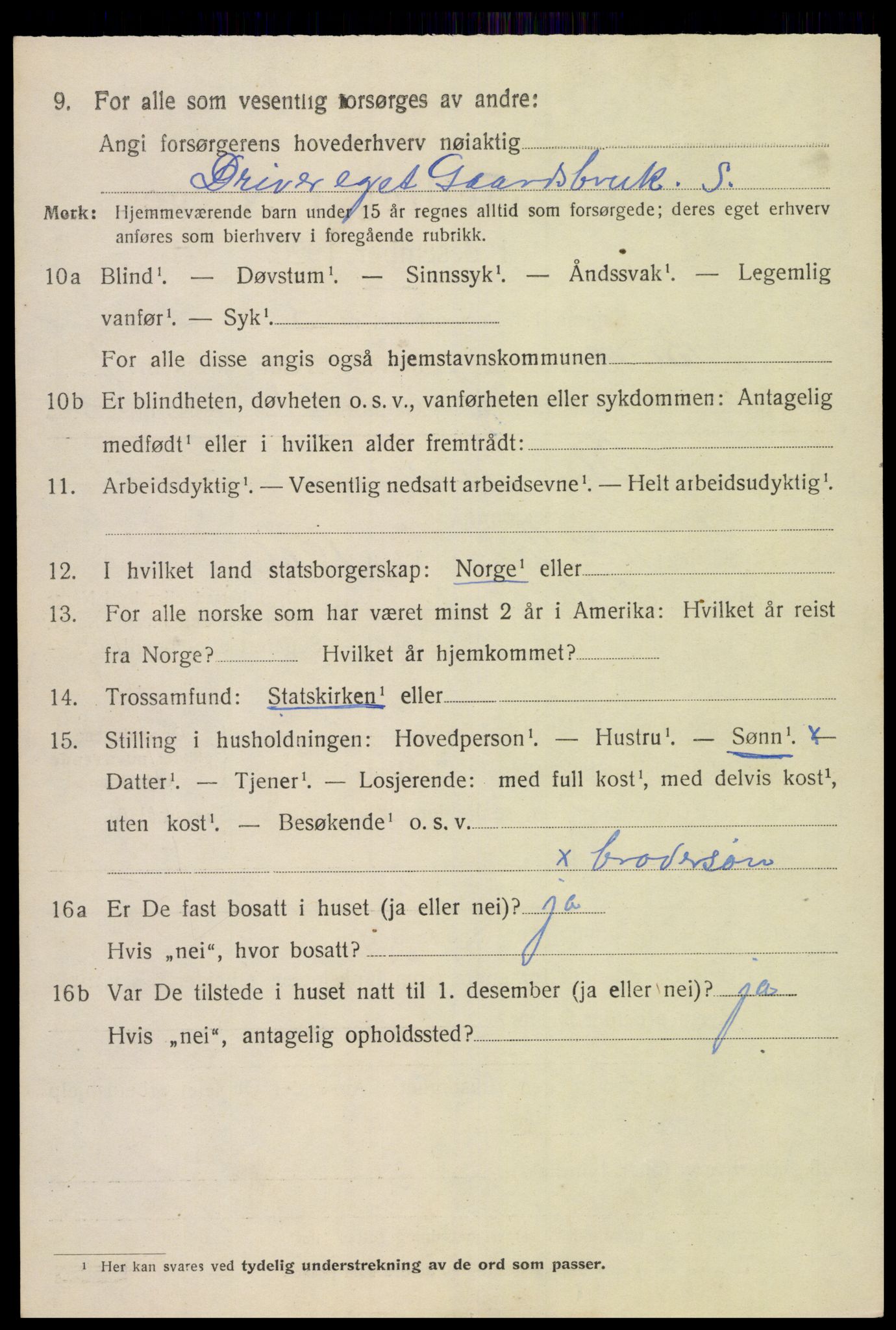 SAK, 1920 census for Birkenes, 1920, p. 1060