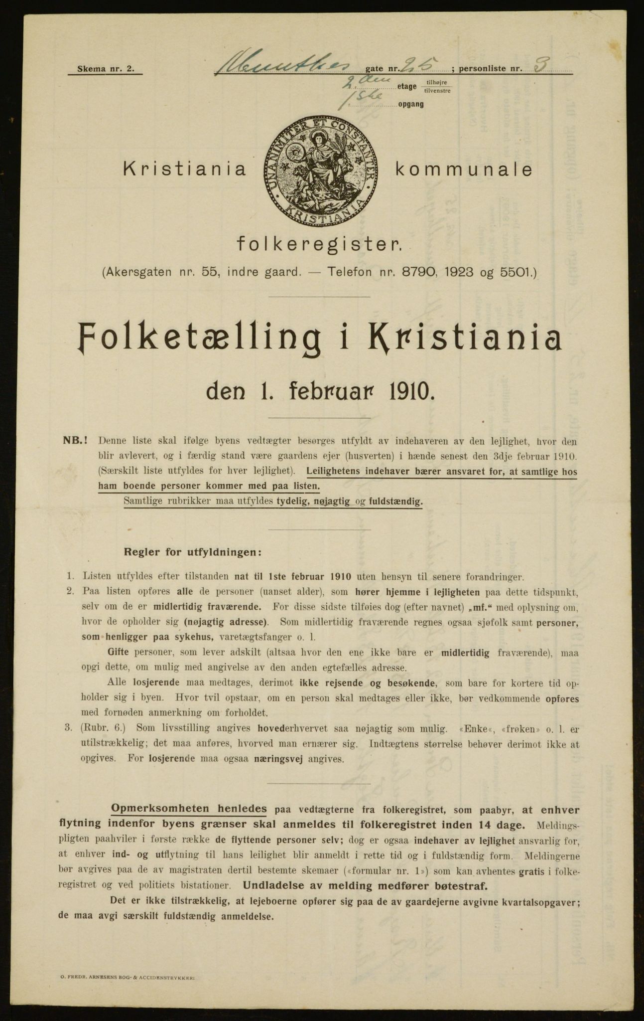 OBA, Municipal Census 1910 for Kristiania, 1910, p. 65752