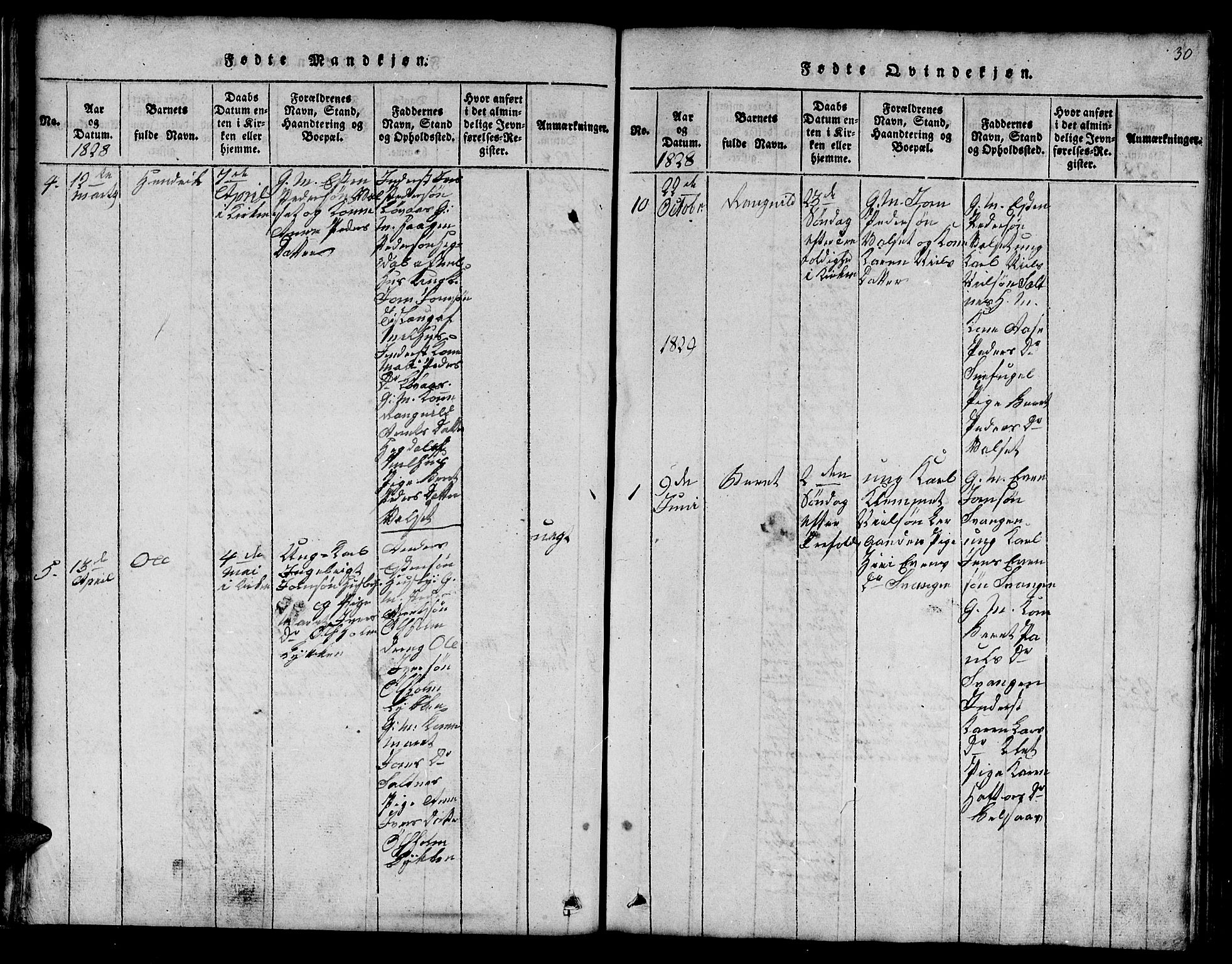 Ministerialprotokoller, klokkerbøker og fødselsregistre - Sør-Trøndelag, SAT/A-1456/666/L0788: Parish register (copy) no. 666C01, 1816-1847, p. 30