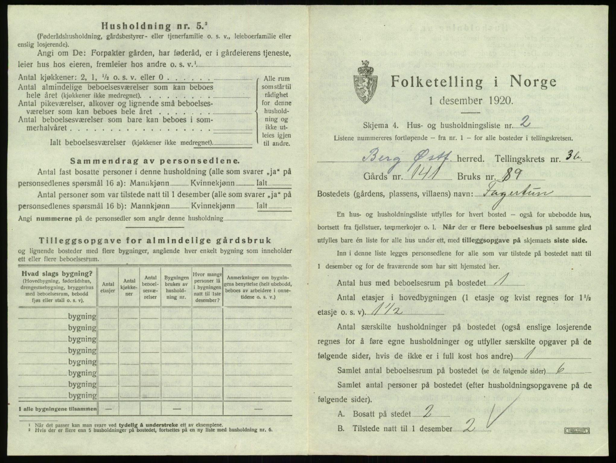 SAO, 1920 census for Berg, 1920, p. 714