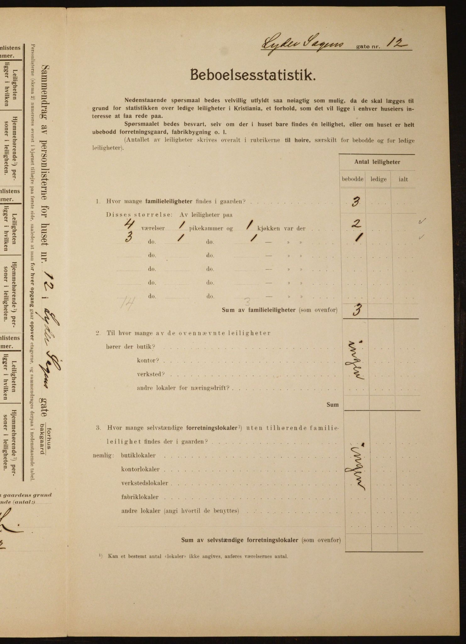 OBA, Municipal Census 1910 for Kristiania, 1910, p. 56461