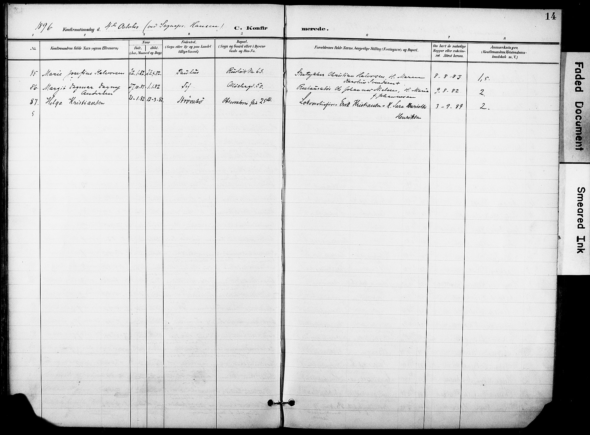 Trefoldighet prestekontor Kirkebøker, AV/SAO-A-10882/F/Fb/L0004: Parish register (official) no. II 4, 1896-1915, p. 14