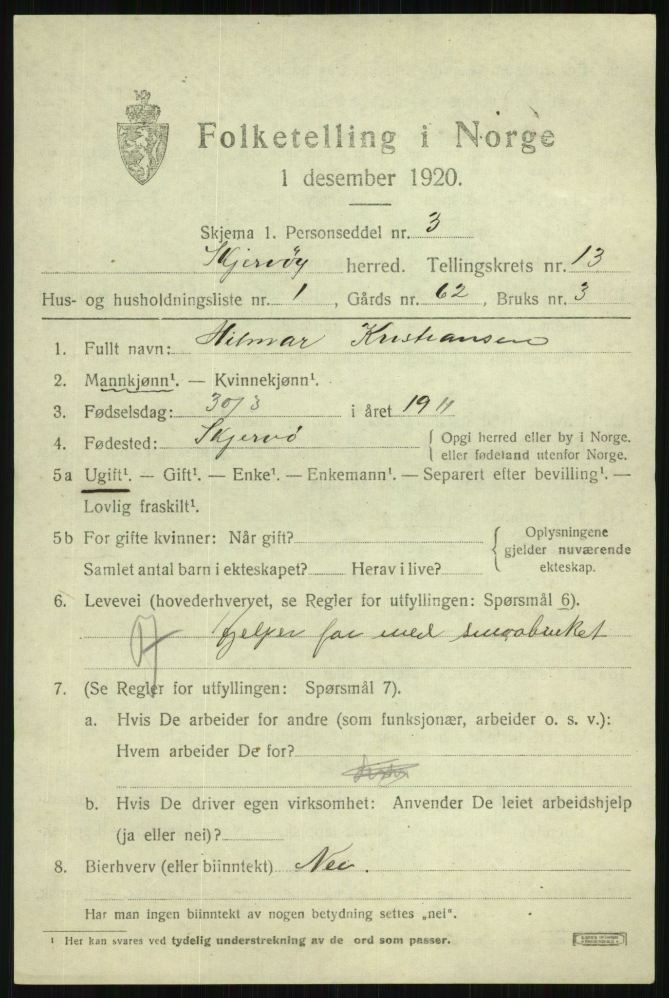 SATØ, 1920 census for Skjervøy, 1920, p. 6387