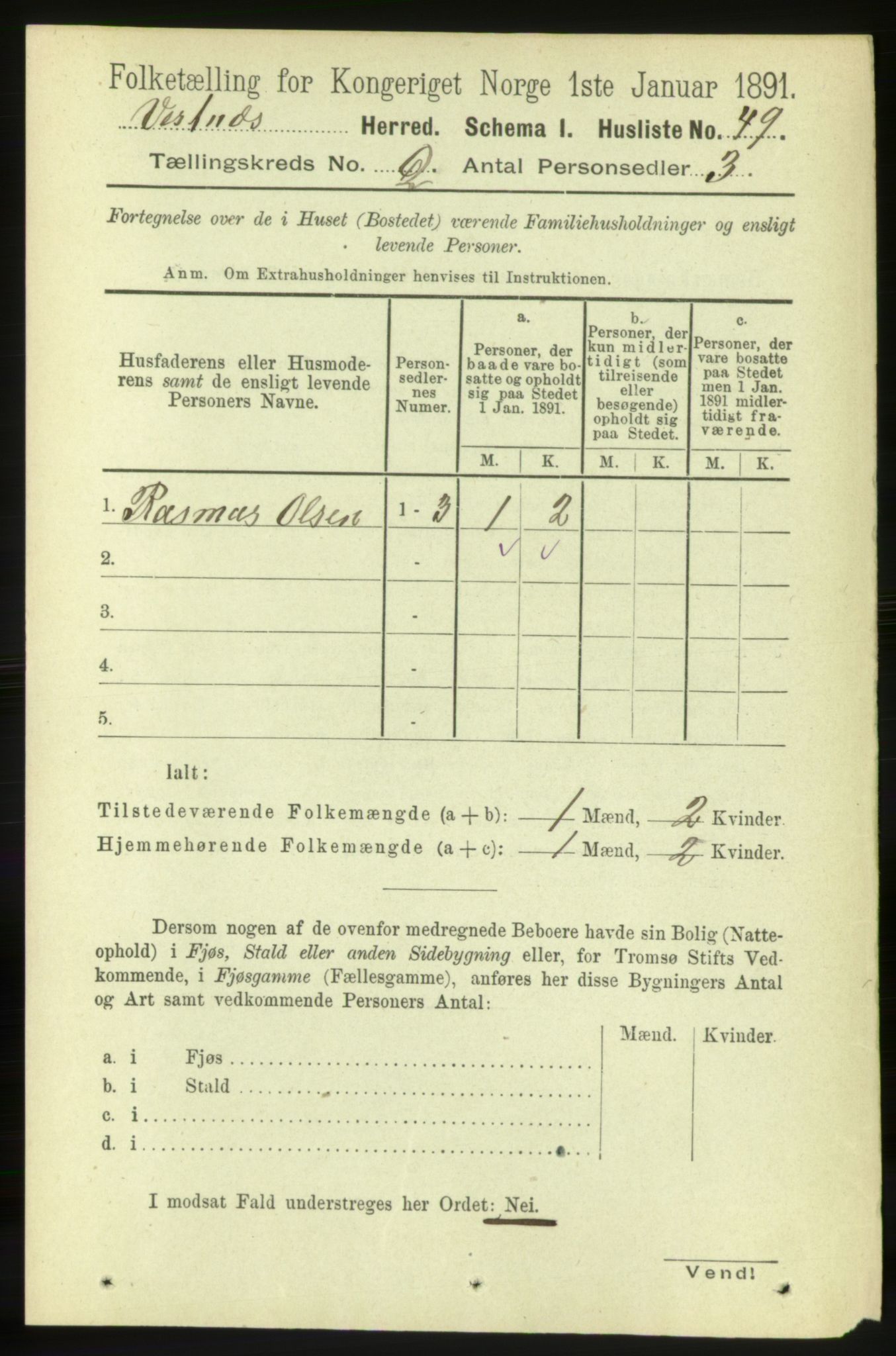 RA, 1891 census for 1535 Vestnes, 1891, p. 362