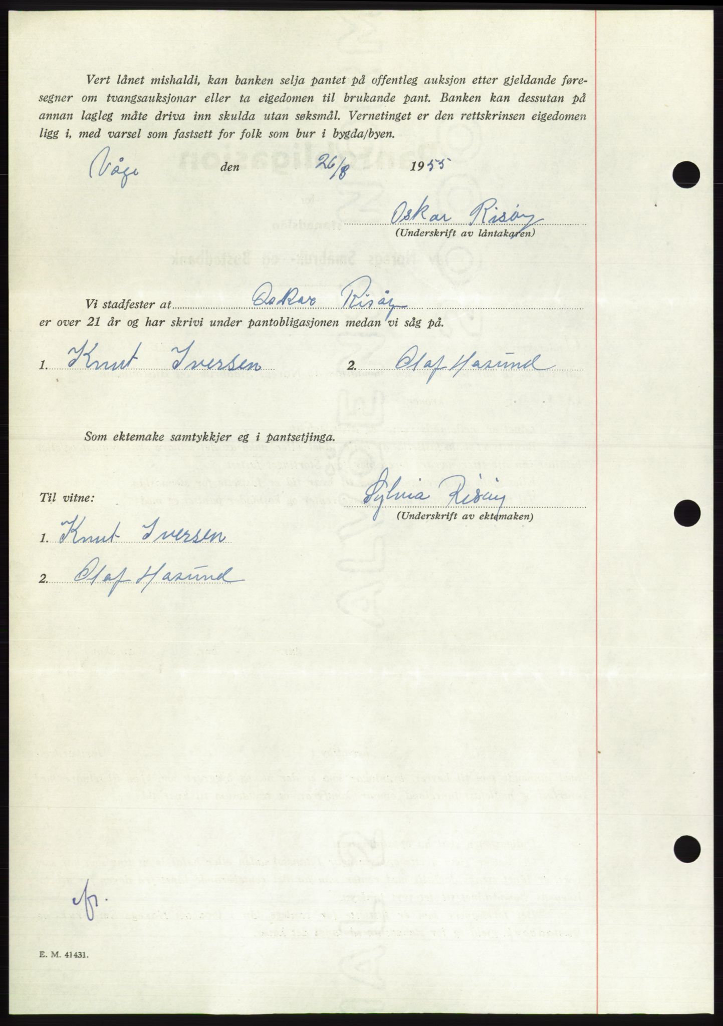 Søre Sunnmøre sorenskriveri, AV/SAT-A-4122/1/2/2C/L0126: Mortgage book no. 14B, 1954-1955, Diary no: : 686/1955