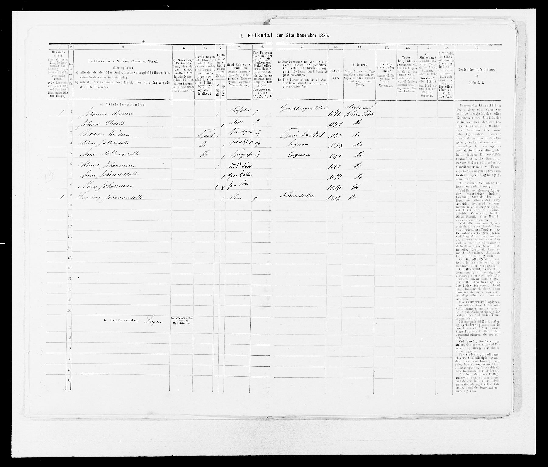 SAB, 1875 census for 1431P Jølster, 1875, p. 138