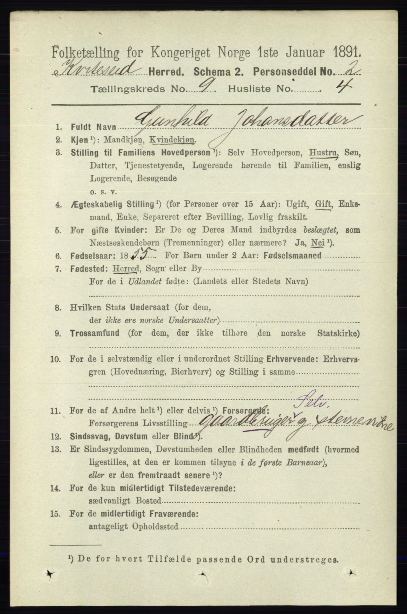 RA, 1891 census for 0829 Kviteseid, 1891, p. 2002