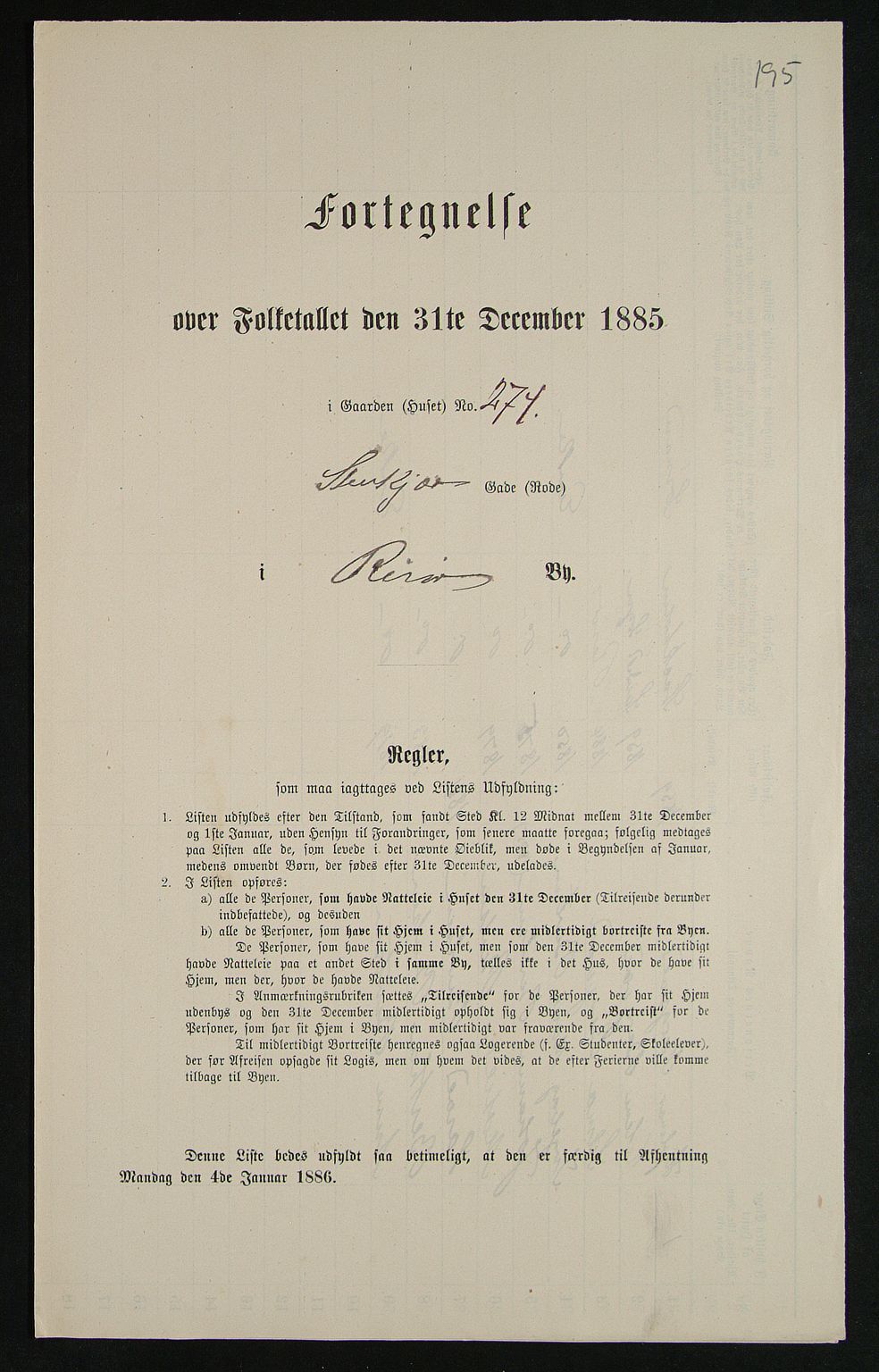 SAK, 1885 census for 0901 Risør, 1885, p. 195