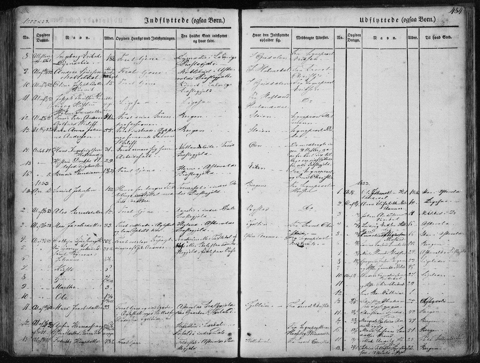 Fjaler sokneprestembete, SAB/A-79801/H/Haa/Haaa/L0006: Parish register (official) no. A 6, 1835-1884, p. 454