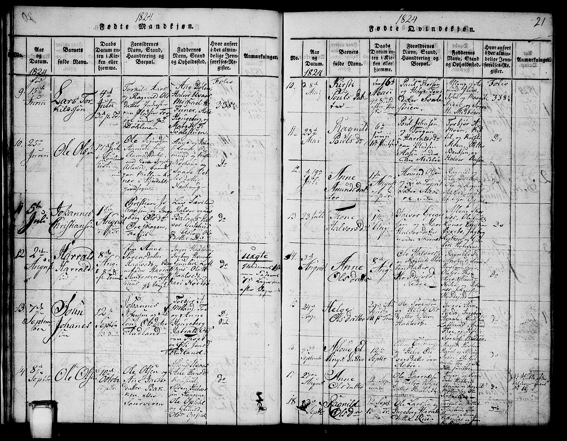Hjartdal kirkebøker, SAKO/A-270/G/Ga/L0001: Parish register (copy) no. I 1, 1815-1842, p. 21