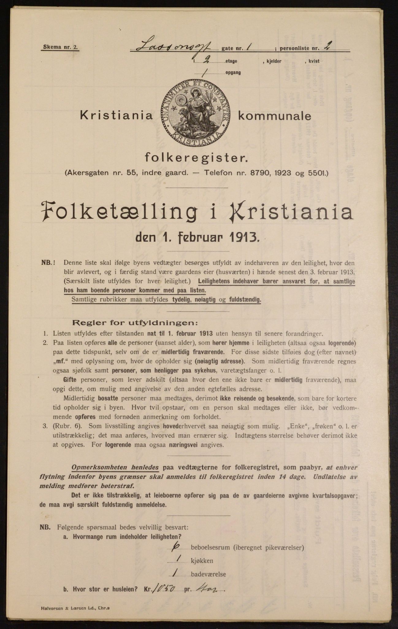 OBA, Municipal Census 1913 for Kristiania, 1913, p. 56974