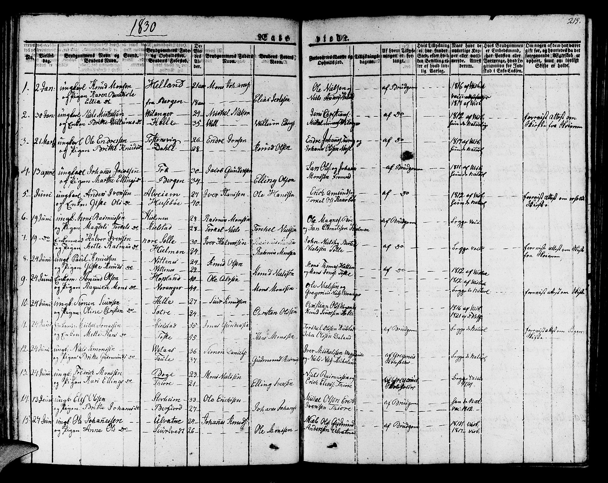 Manger sokneprestembete, SAB/A-76801/H/Haa: Parish register (official) no. A 4, 1824-1838, p. 215