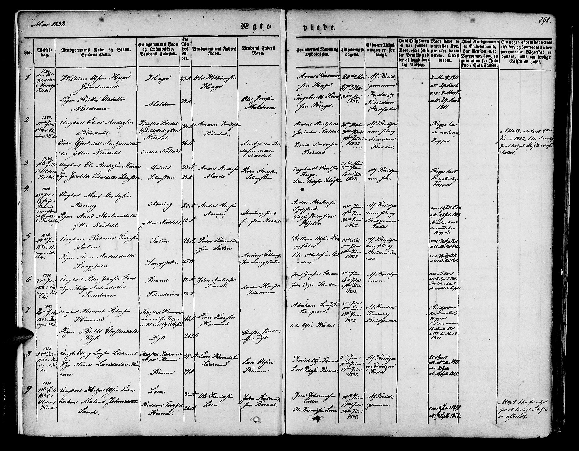 Innvik sokneprestembete, AV/SAB-A-80501: Parish register (official) no. A 4II, 1832-1846, p. 292