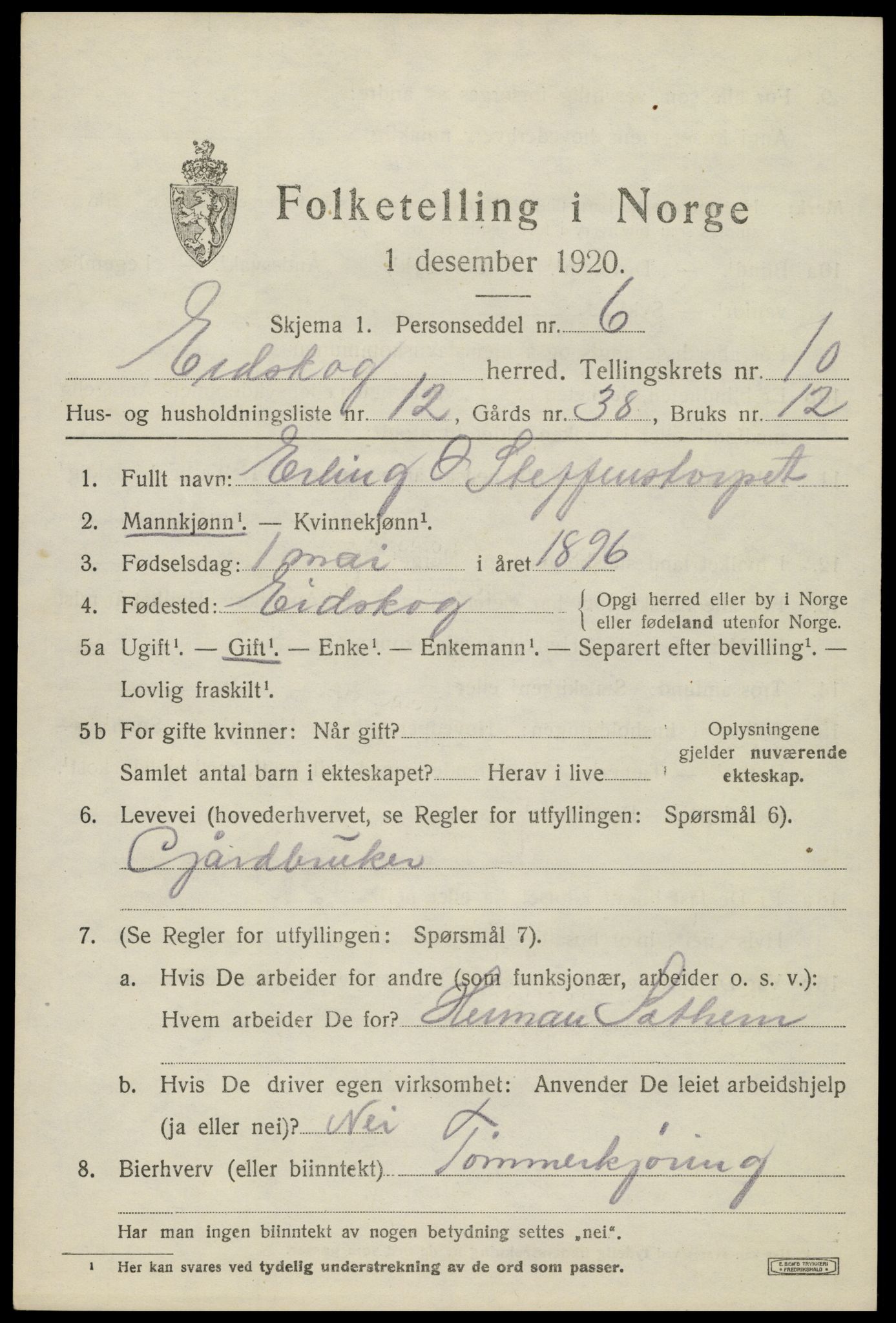 SAH, 1920 census for Eidskog, 1920, p. 11271