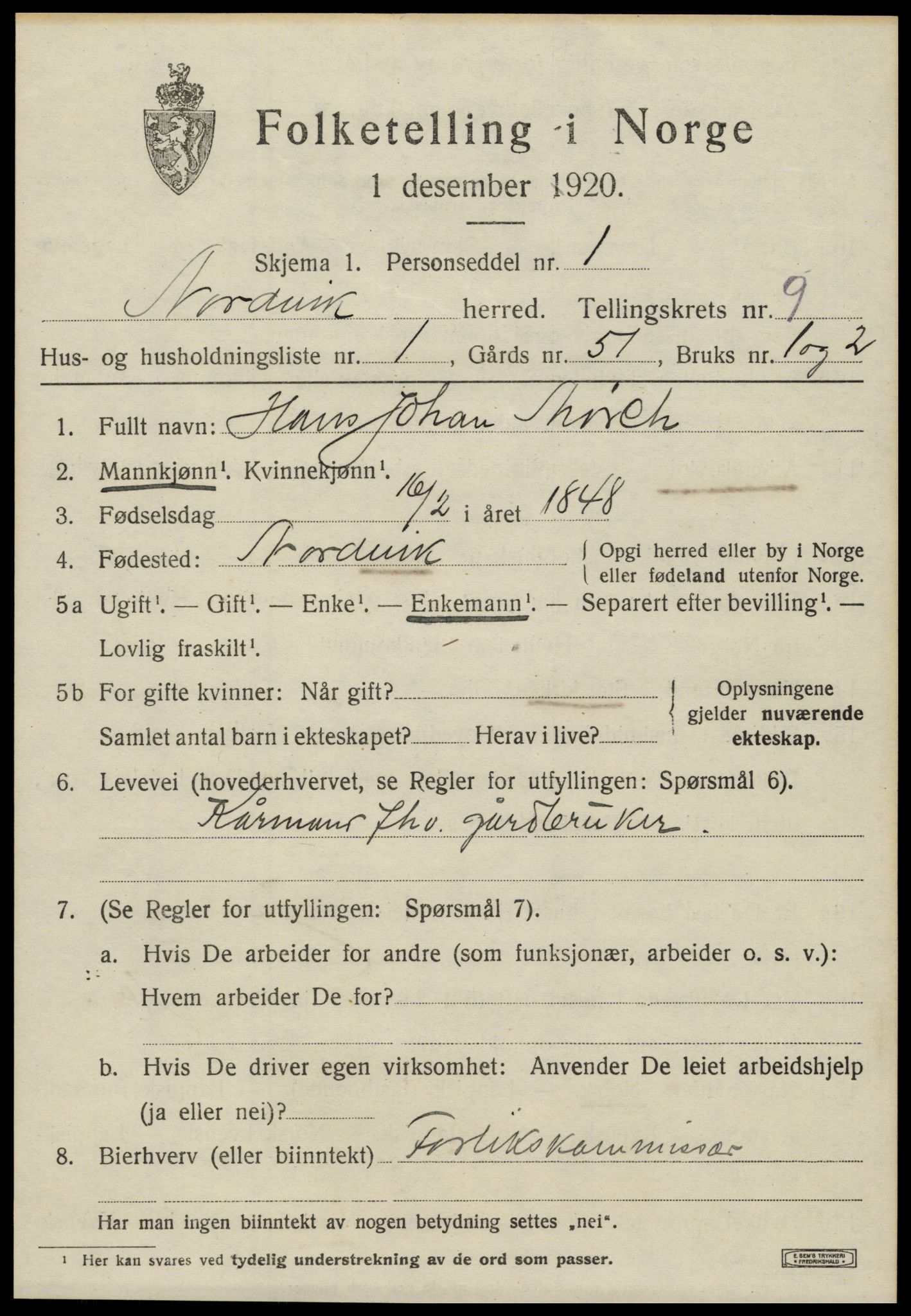 SAT, 1920 census for Nordvik, 1920, p. 3146