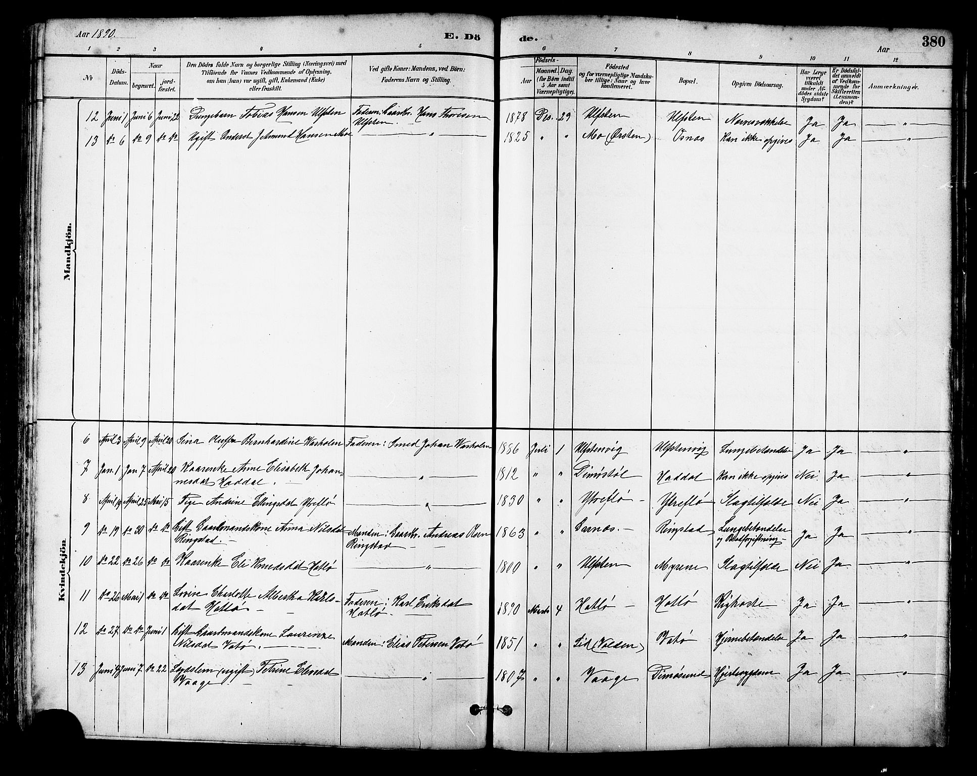 Ministerialprotokoller, klokkerbøker og fødselsregistre - Møre og Romsdal, AV/SAT-A-1454/509/L0112: Parish register (copy) no. 509C02, 1883-1922, p. 380