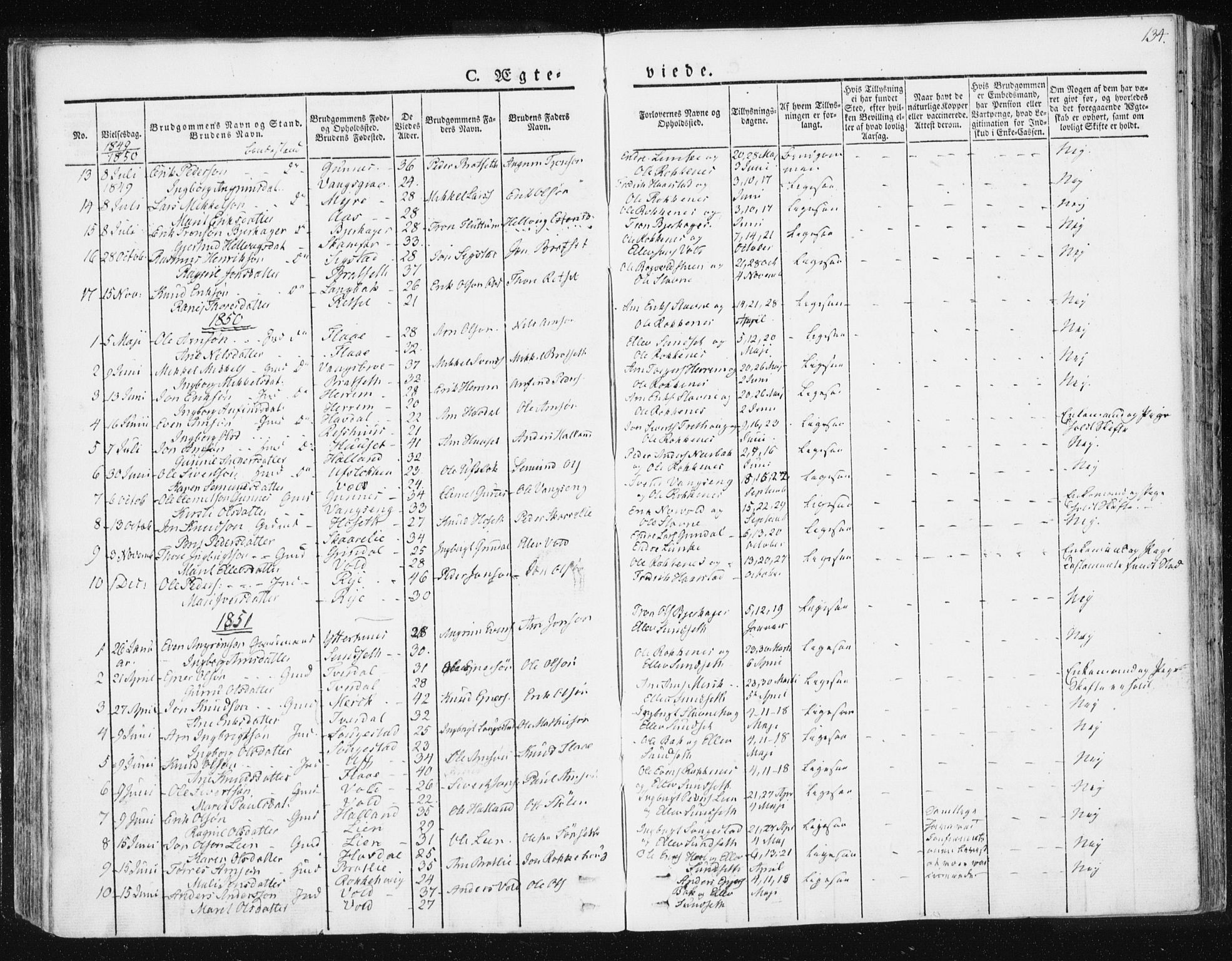 Ministerialprotokoller, klokkerbøker og fødselsregistre - Sør-Trøndelag, SAT/A-1456/674/L0869: Parish register (official) no. 674A01, 1829-1860, p. 134