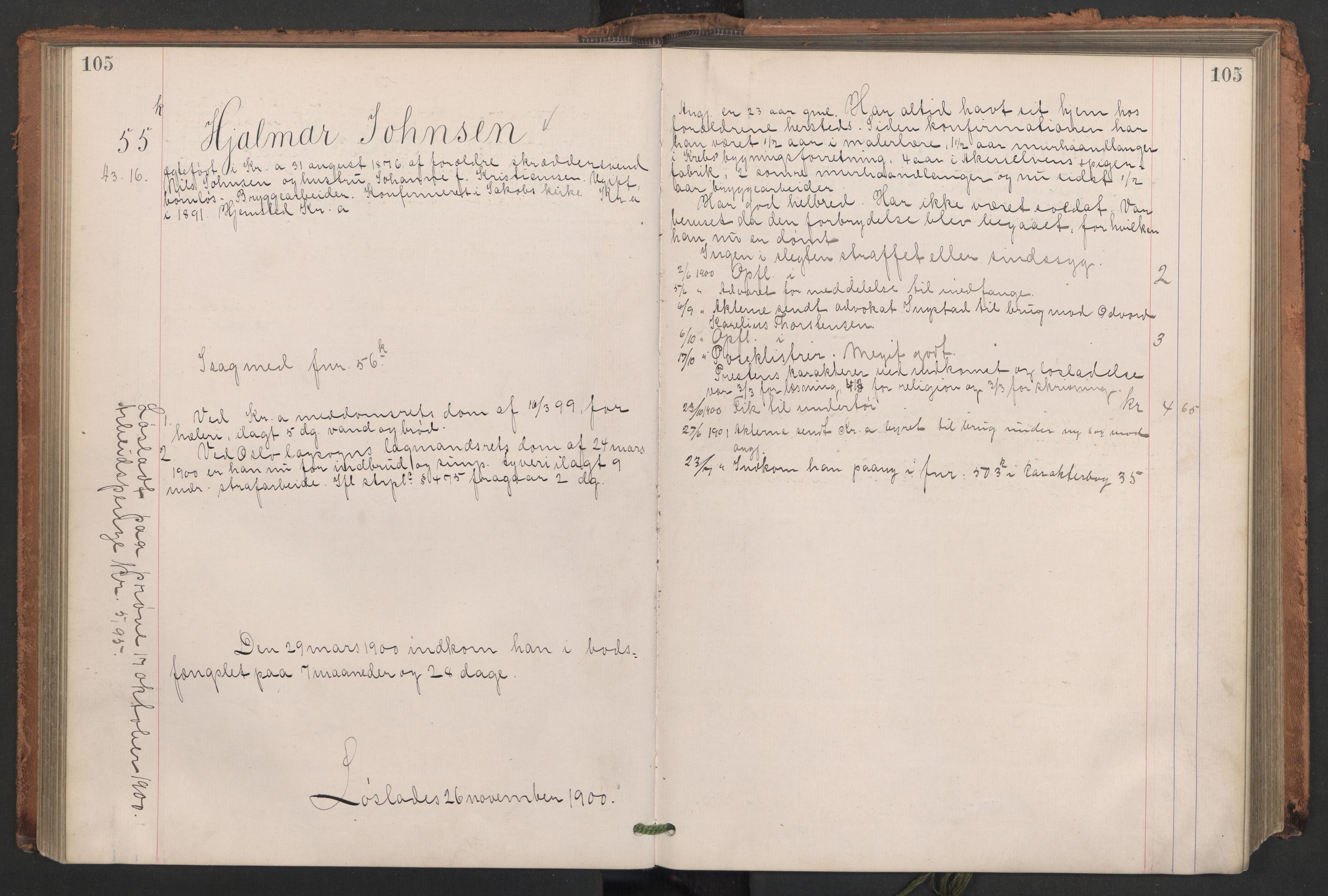 Botsfengslet, AV/RA-S-1539/D/Db/Dbb/L0034: 951j - 241k, 1899-1900, p. 105